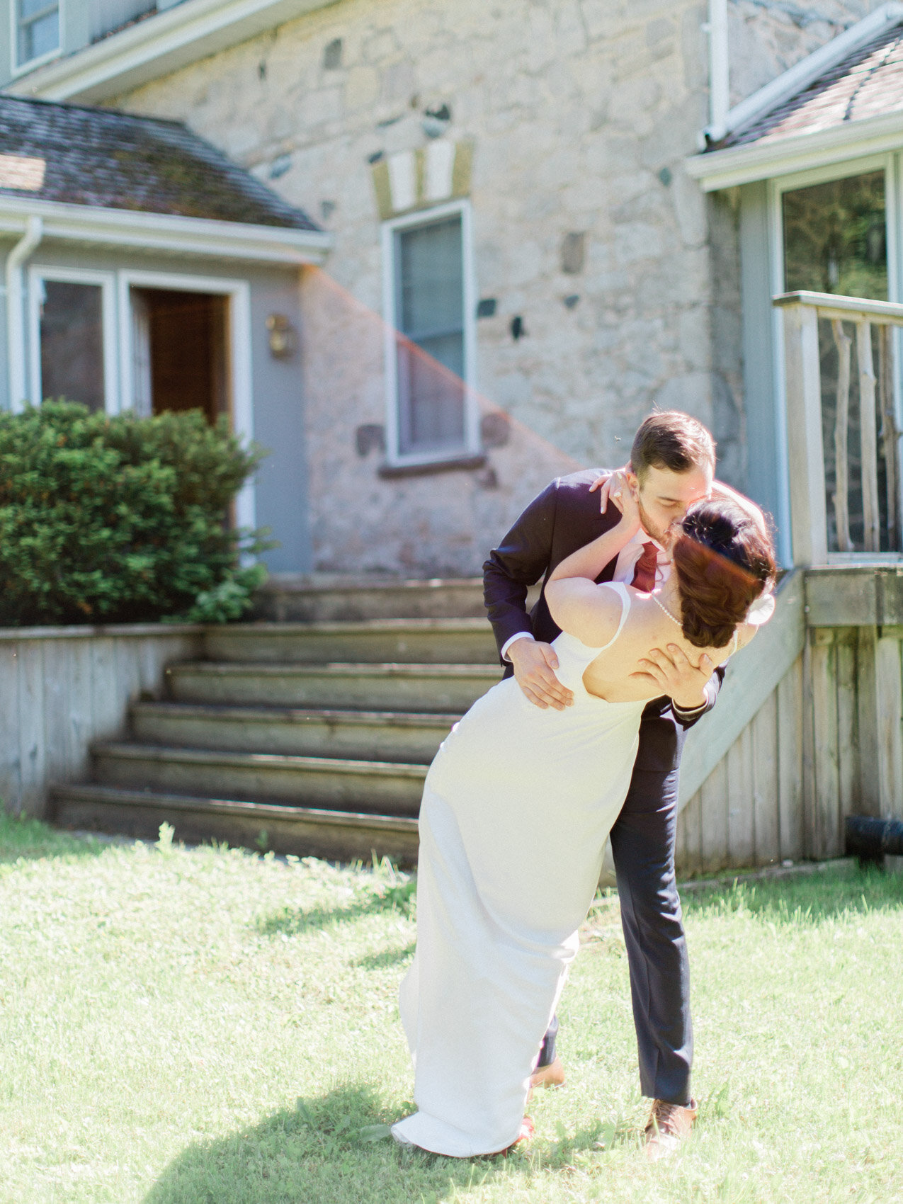 A romantic first look at an outdoor summer wedding at silver springs retreat