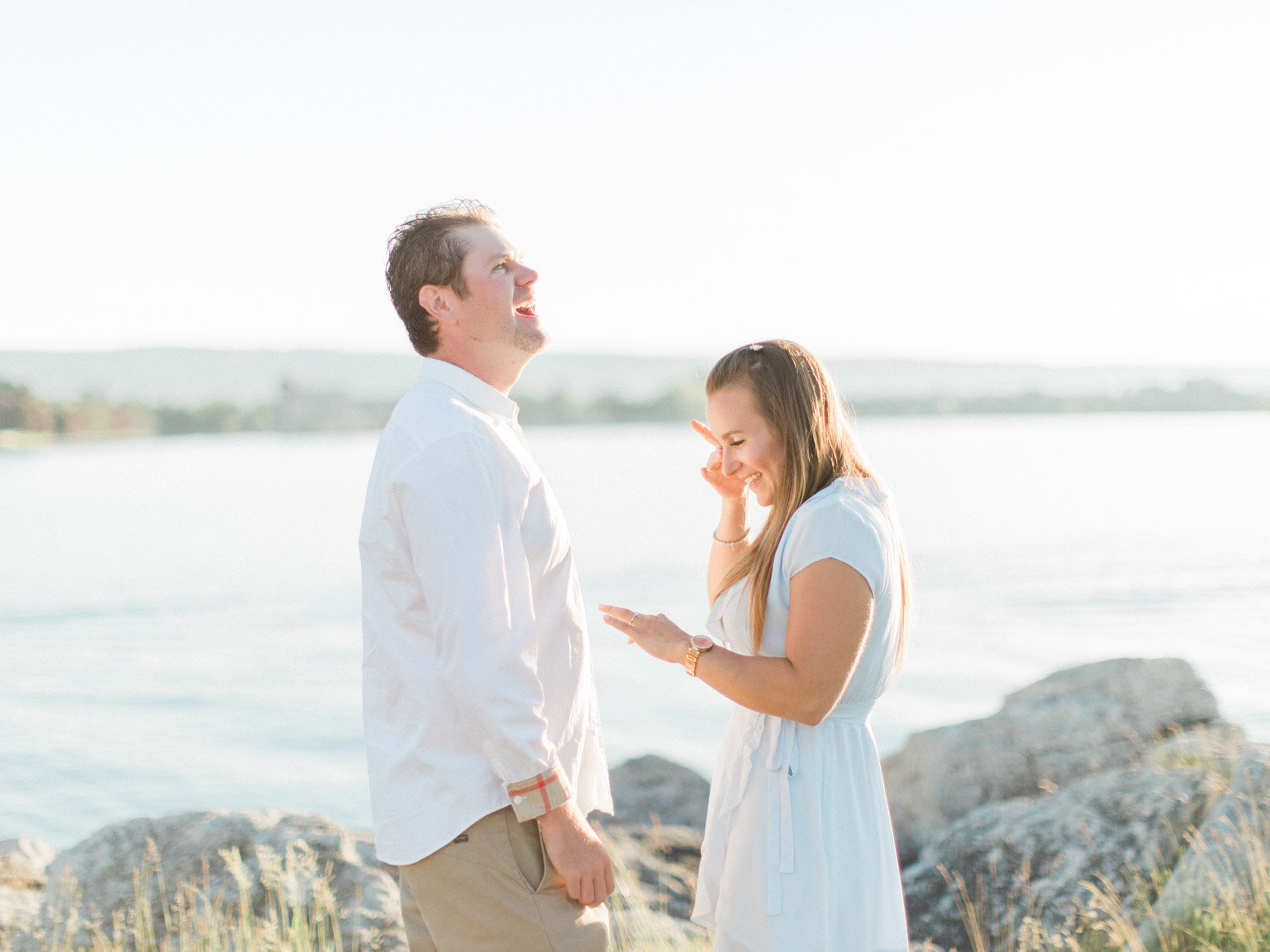 a surprise proposal at sunset on the collingwood waterfront