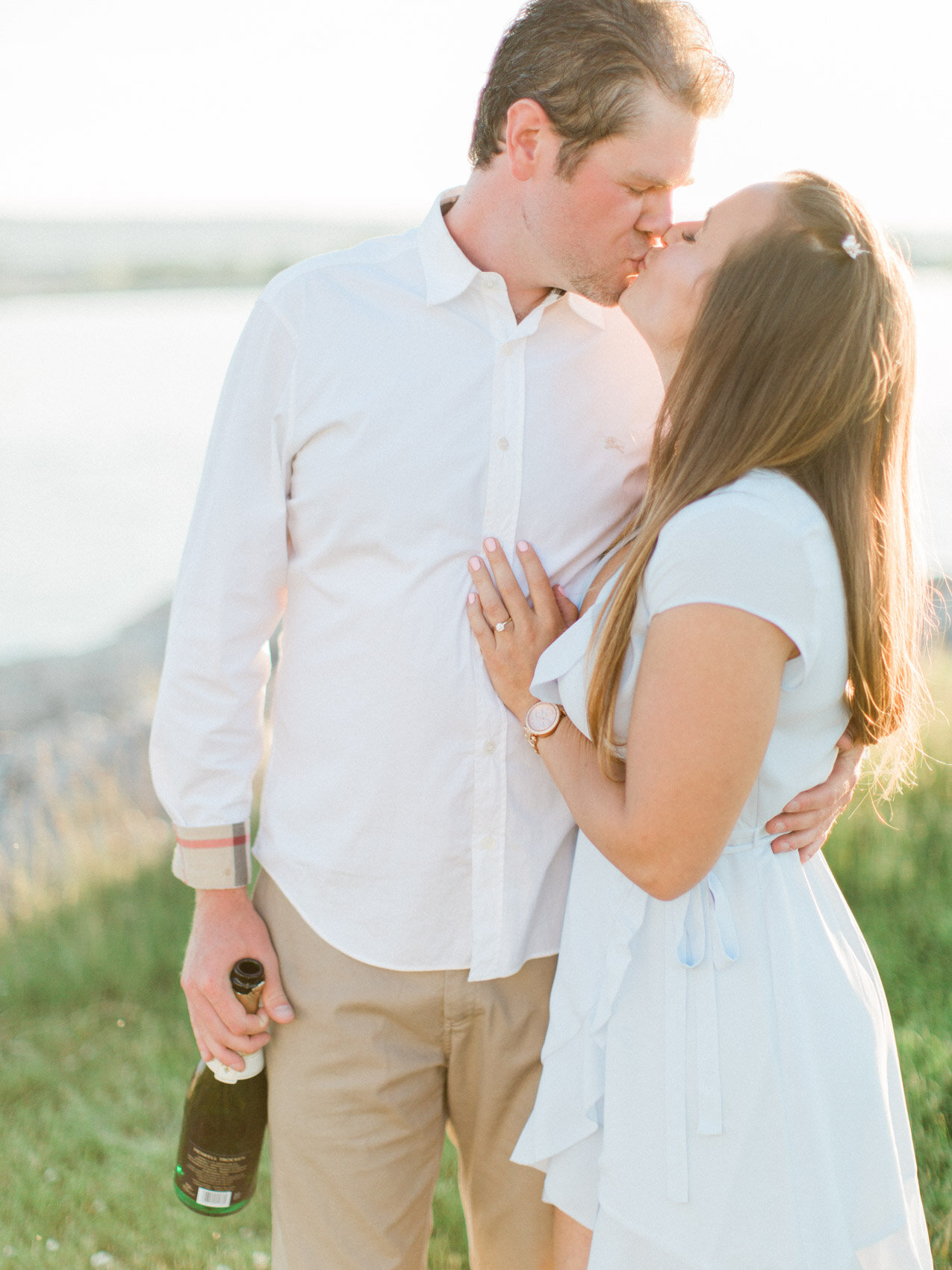 a surprise proposal at sunset on the collingwood waterfront