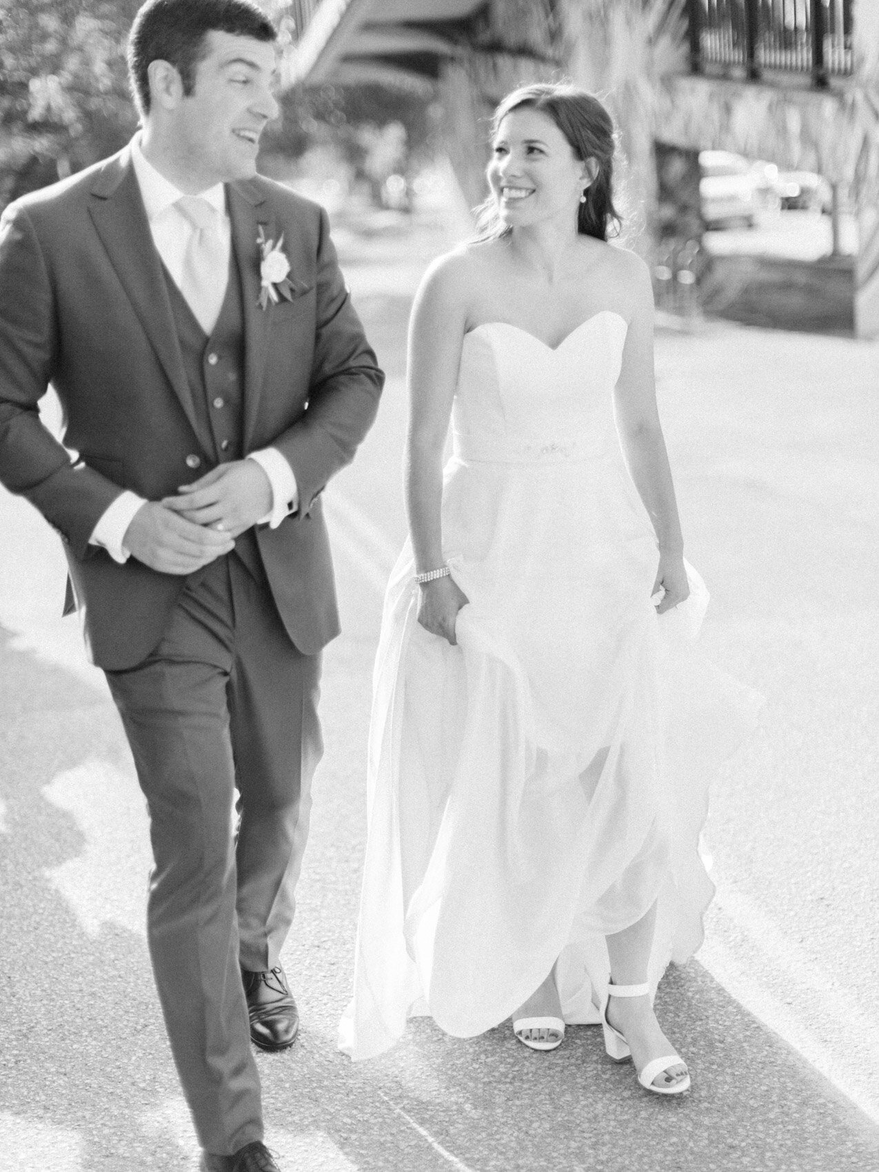 candid couple posing naturally for wedding photographs in downtown toronto