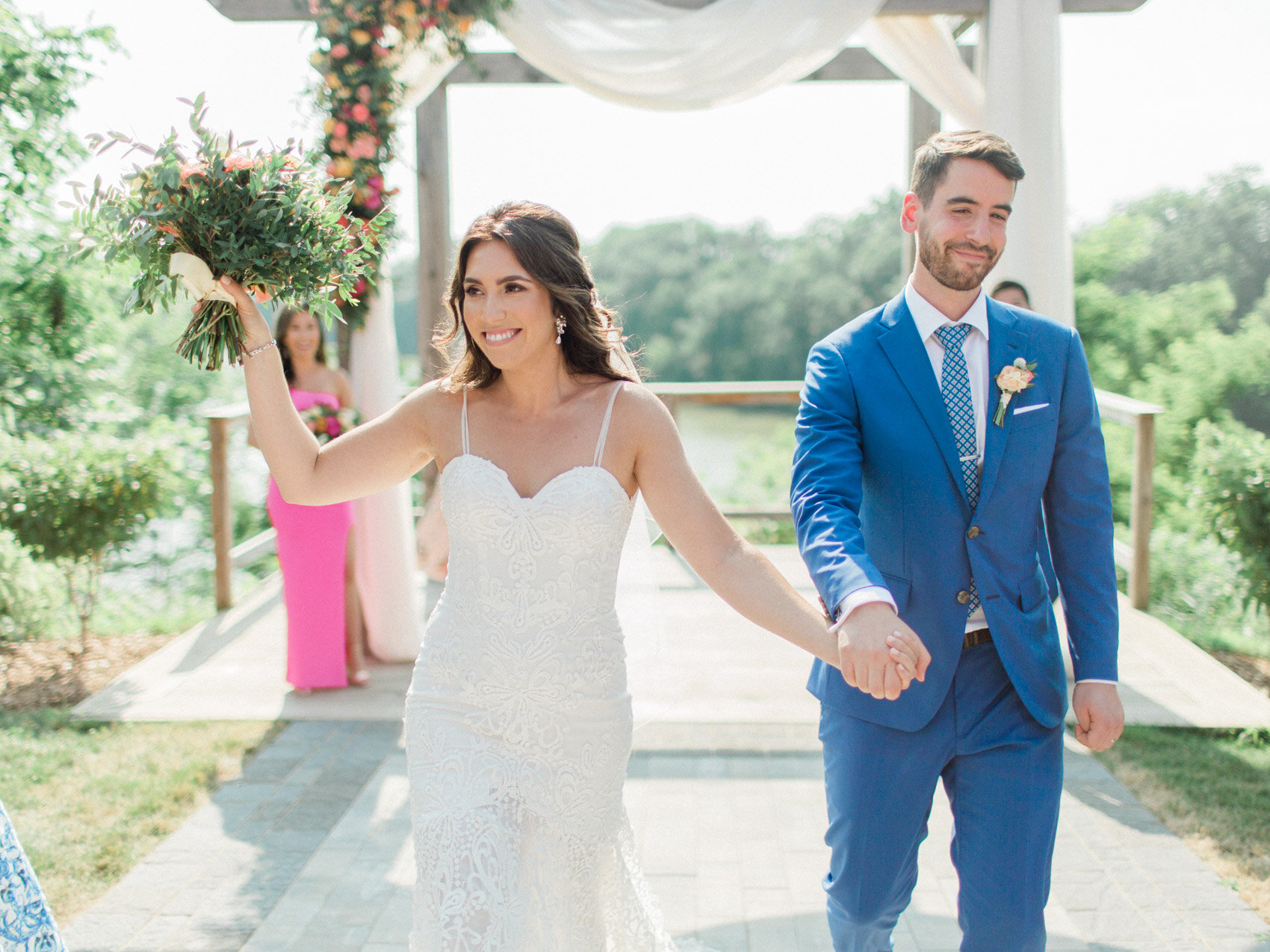 candid couple posing naturally at outdoor summer wedding with toronto wedding photographer corynn fowler photography