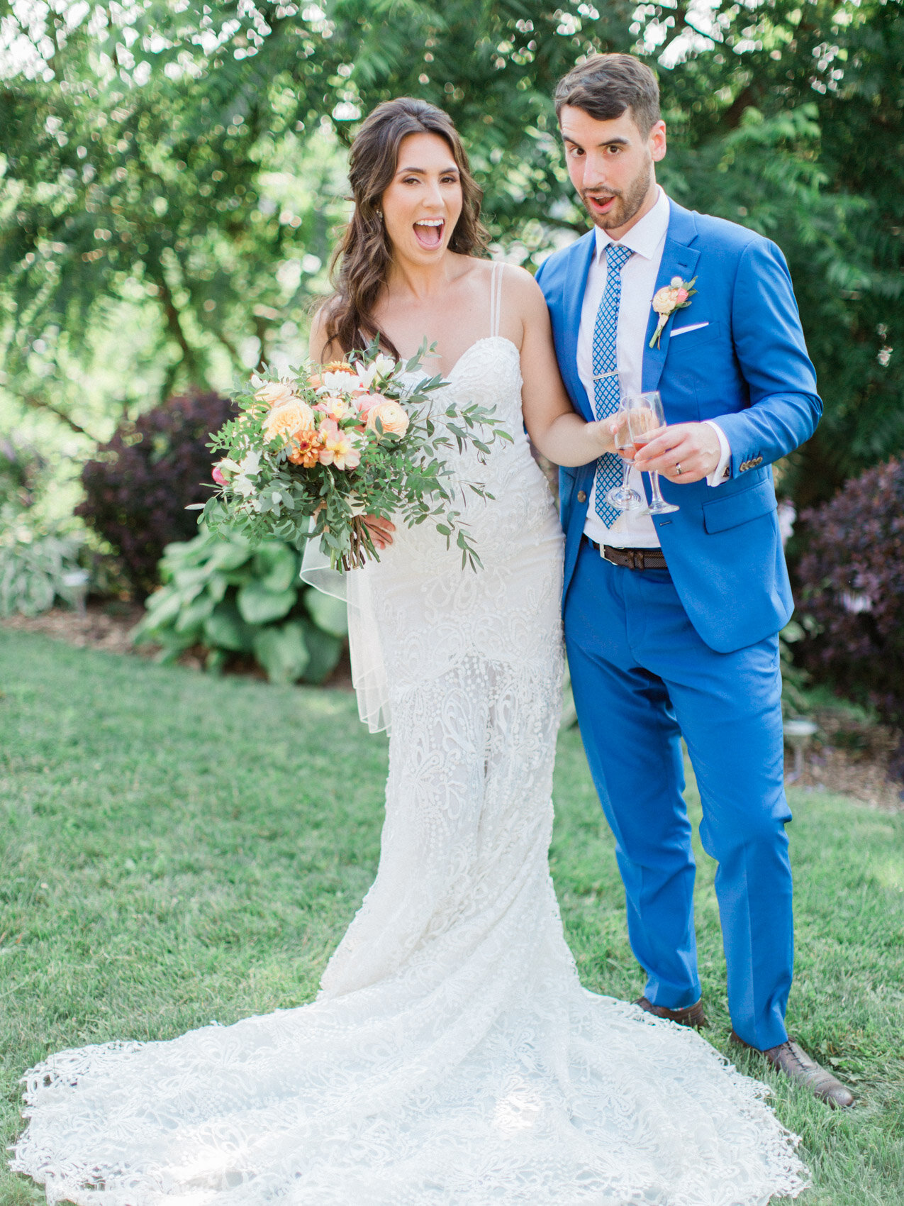 candid couple posing naturally at outdoor summer wedding with toronto wedding photographer corynn fowler photography