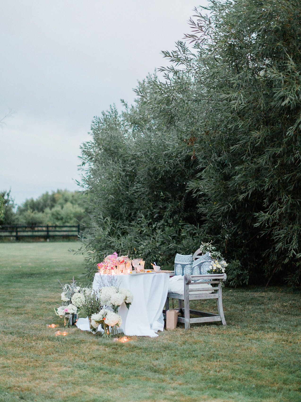 a sweetheart table at an intimate outdoor wedding in georgian bay