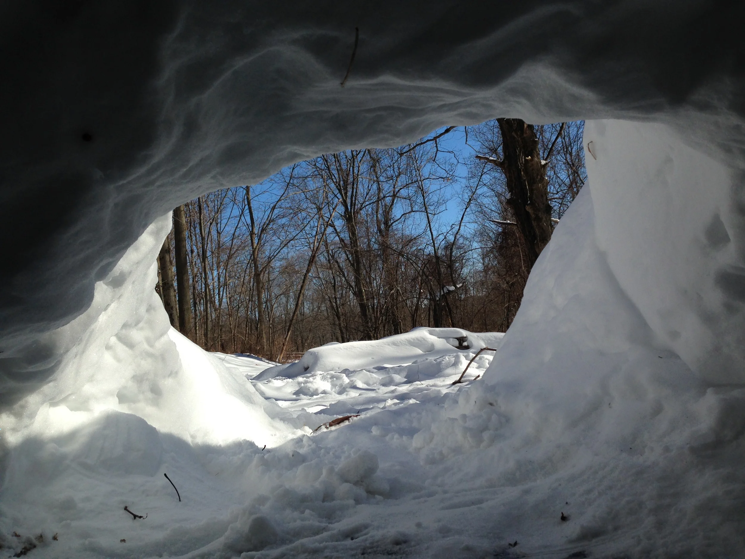 The view from inside the quinzee.