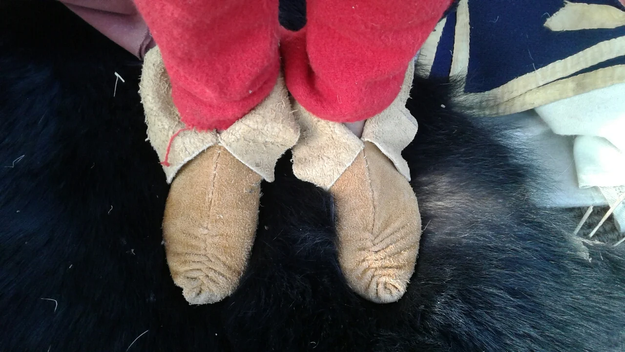 He also made these center-seam moccasins for himself