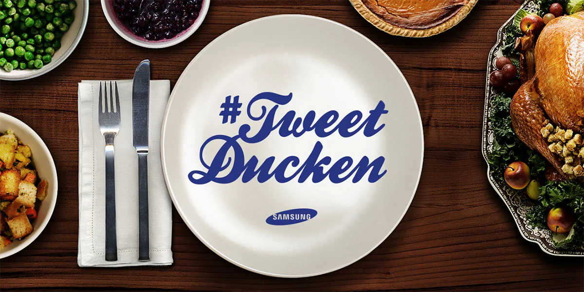   To break through the deafening Black Friday "SALE!"-noise, Samsung tasked us with doing something "simple" yet "fun" on social, while still also capturing the holiday spirit.&nbsp;    And thus a tweet within a tweet within a tweet, or a Tweetducken