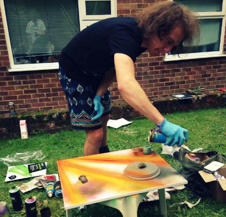 Working on a piece, my friend bought it off me before I could finish it! 'Star Burst'