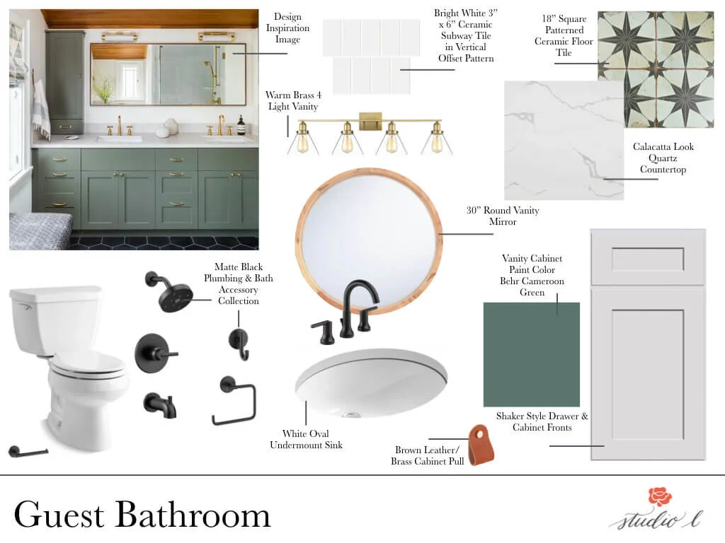STUDIO L PLACE TO DWELL GUEST BATHROOM DESIGN BOARD