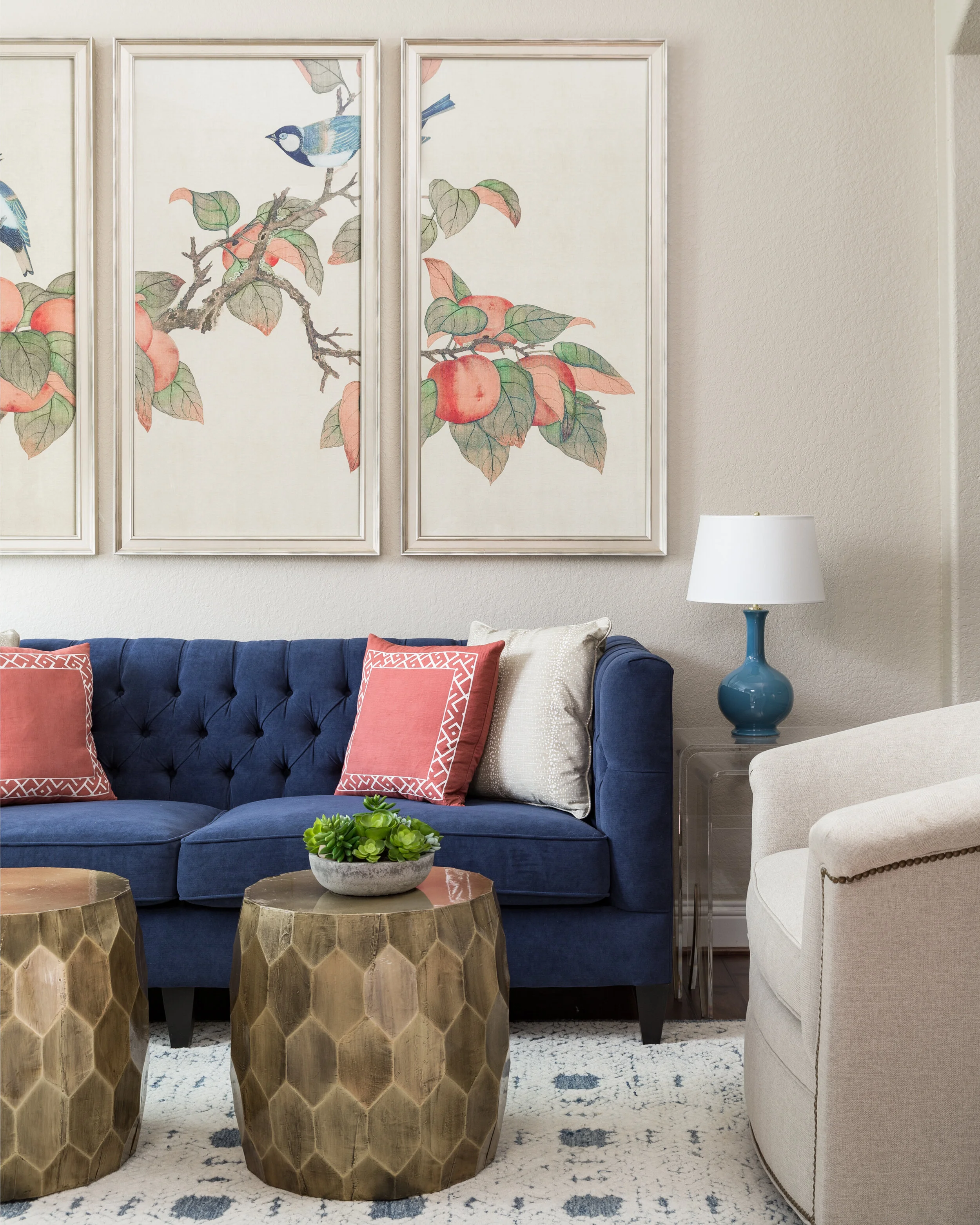 Blue couch living spaces deals