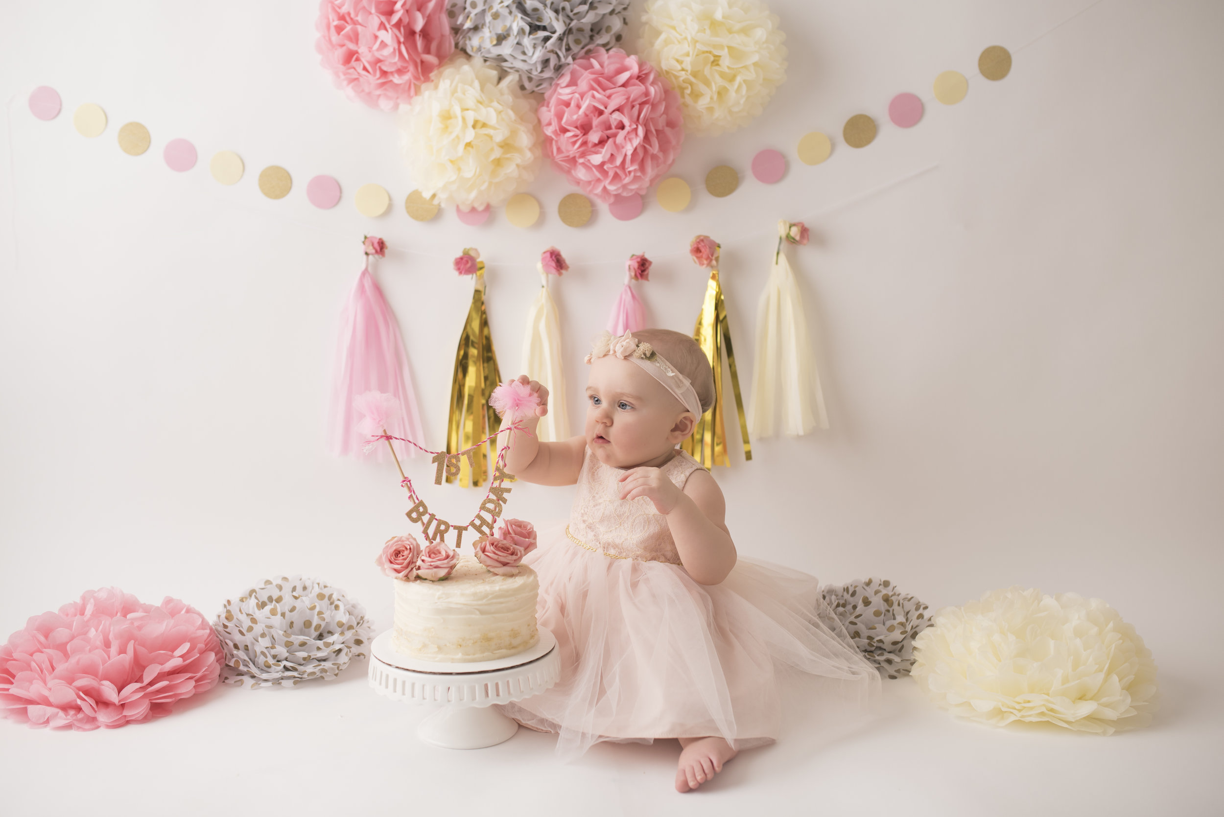 Columbus Ohio baby photographer | First Birthday Cake Smash Pictures | Happy Birthday Catherine