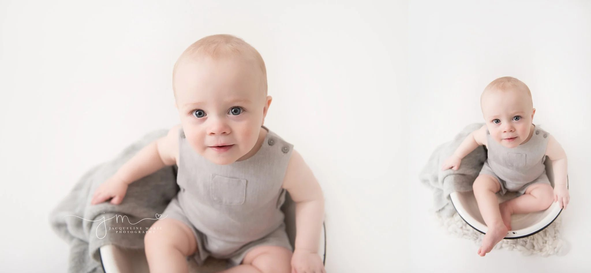columbus ohio baby photographer features 1 year old portraits focusing on baby's blue eyes