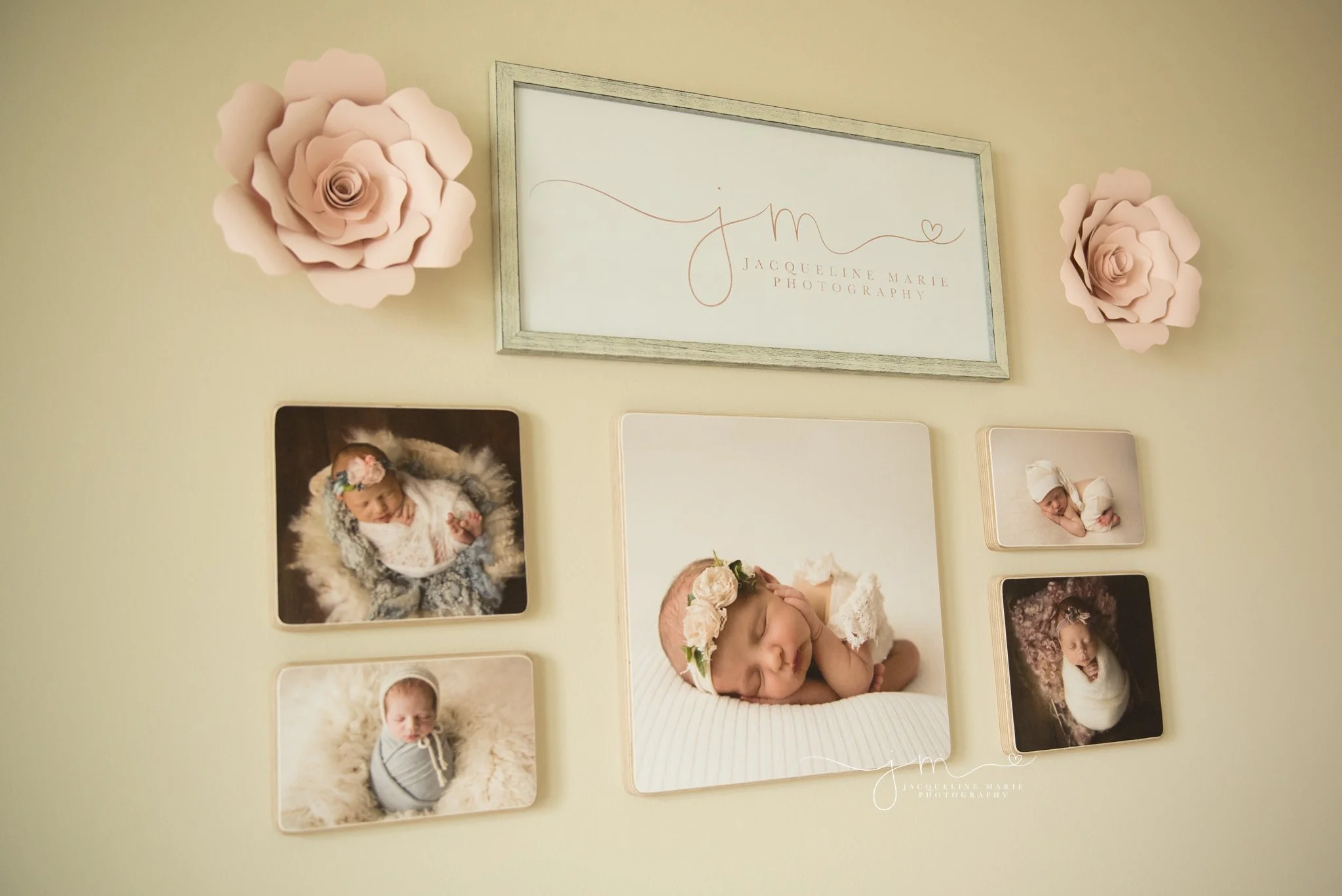 newborn photography studio inspiration with soft pastel and neutral colors