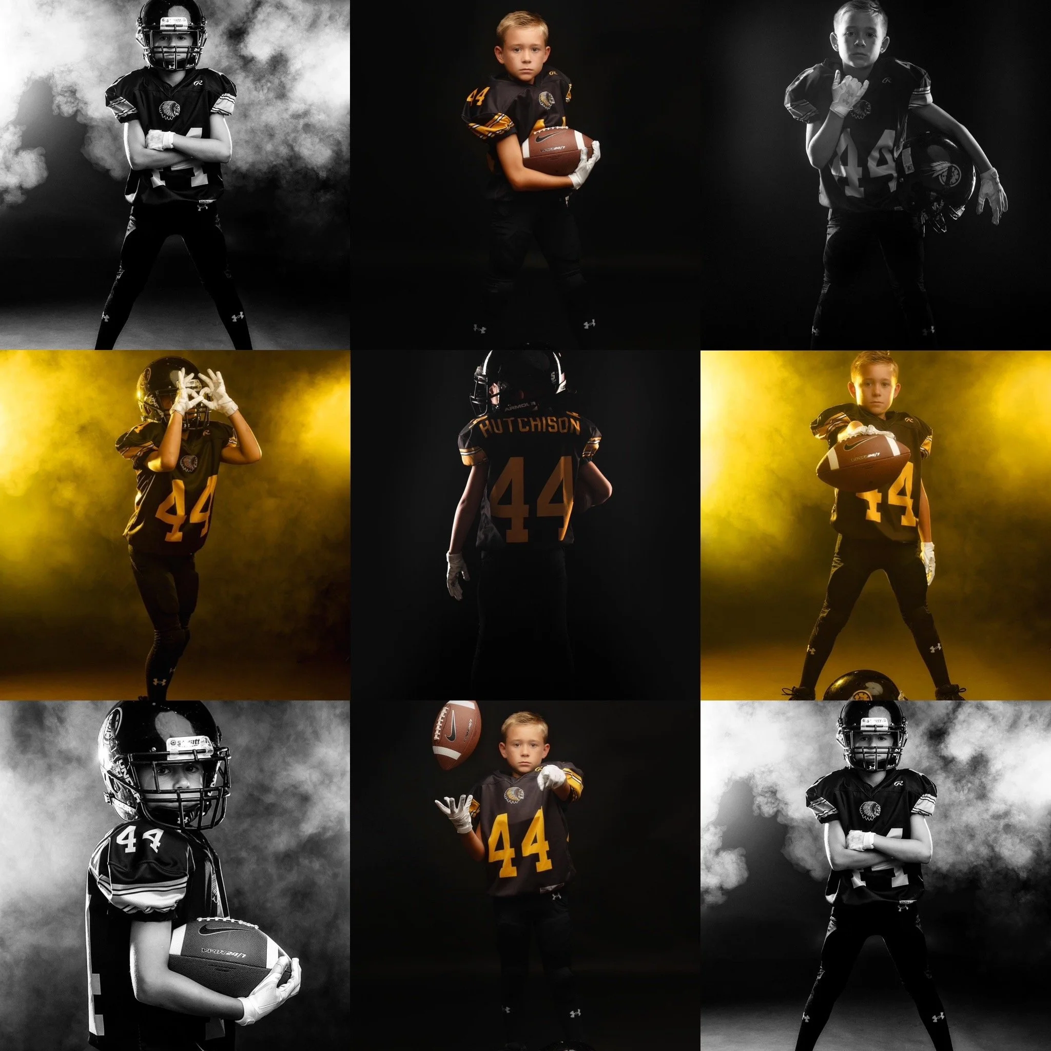 custom football photos with smoke