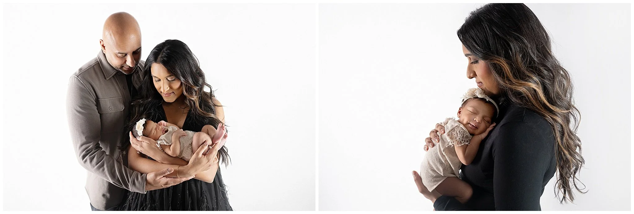 parent image wearing black at newborn photography studio in Columbus Ohio