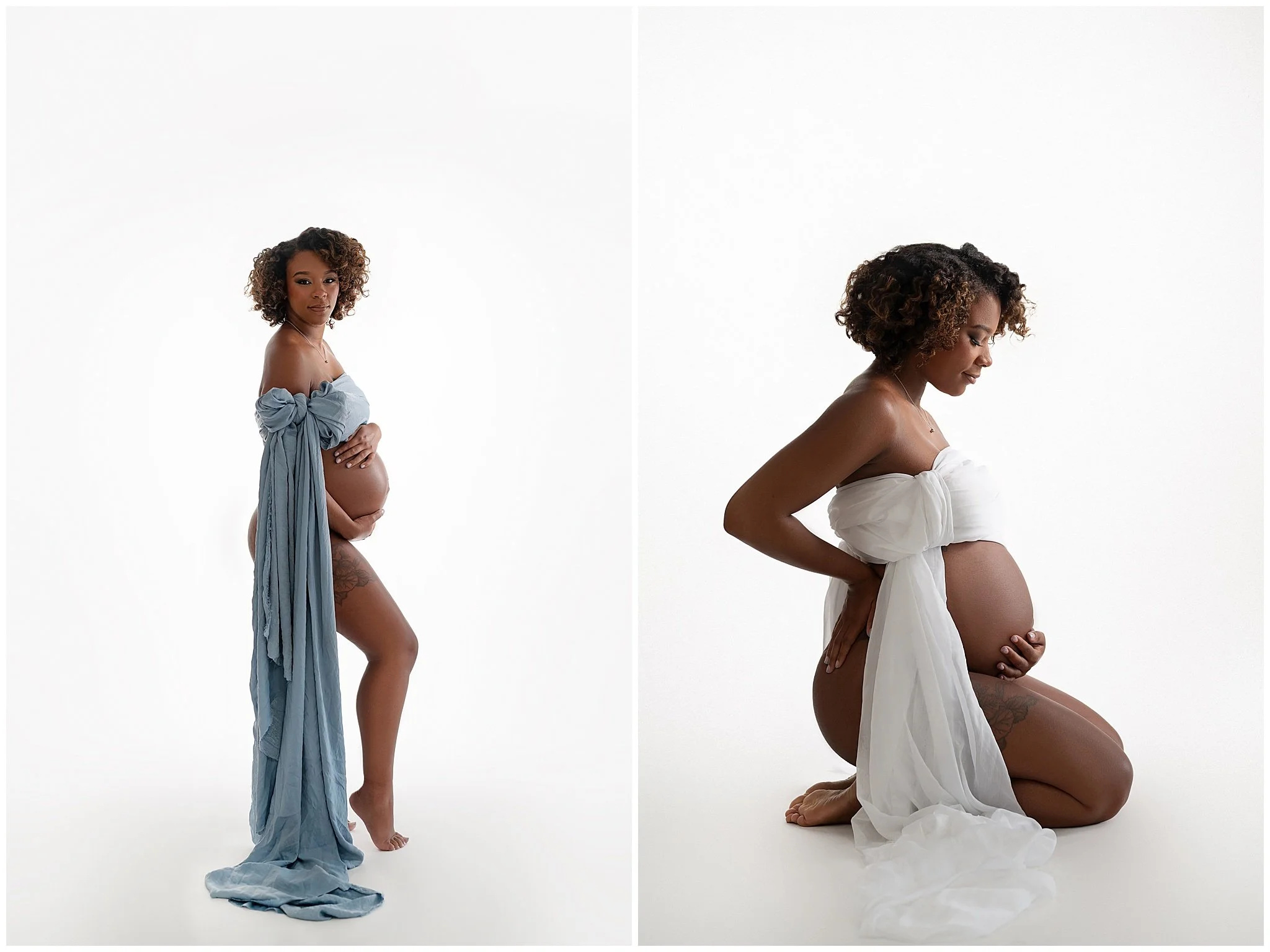 pregnancy photos with silk drapery to capture maternity photos in Columbus Ohio