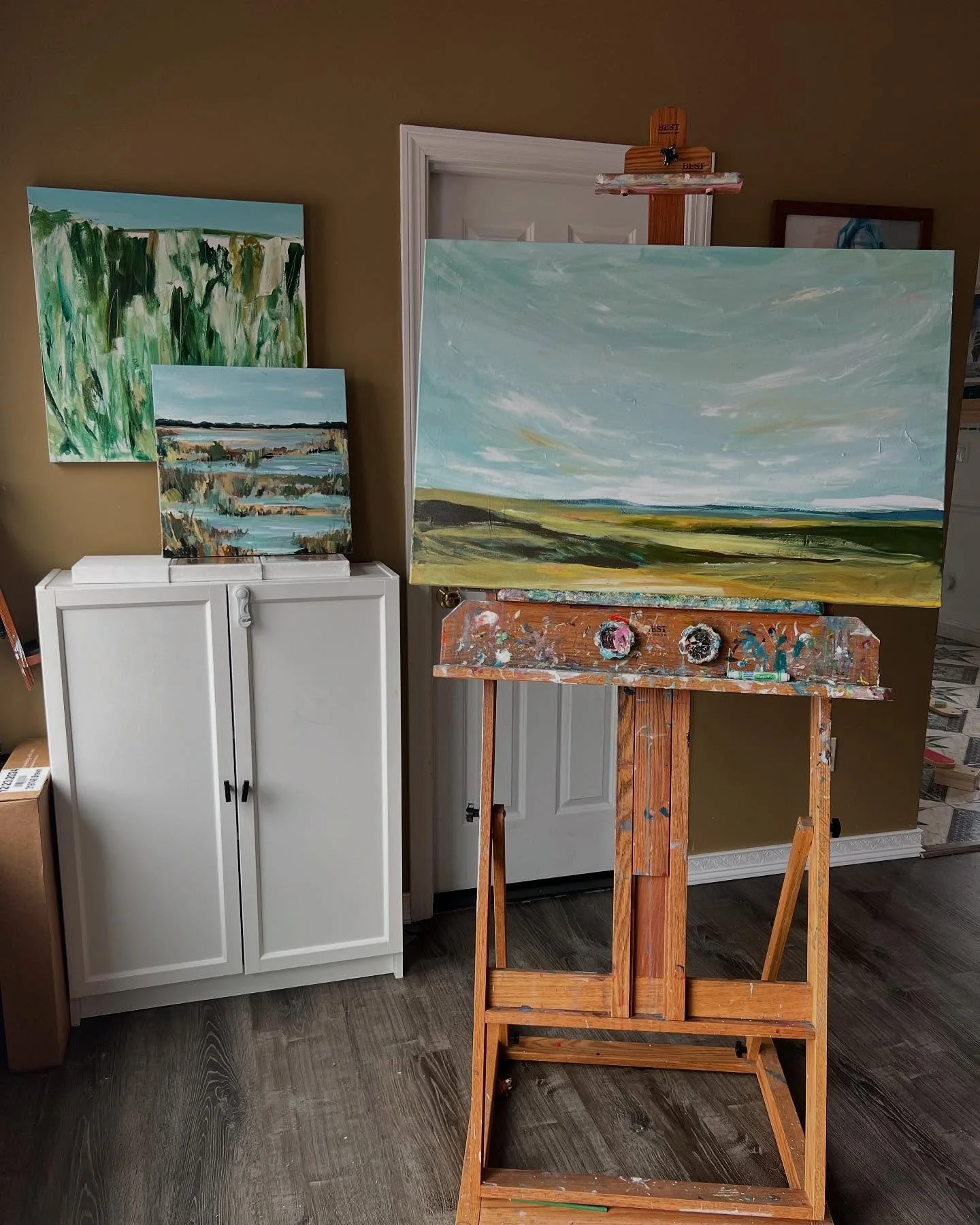 I&rsquo;ve been working through a new series of landscape paintings while I&rsquo;ve been on maternity leave with my 3rd and so far have about 8 paintings in the works. If you&rsquo;ve ever made anything you know it can be challenging to call things 