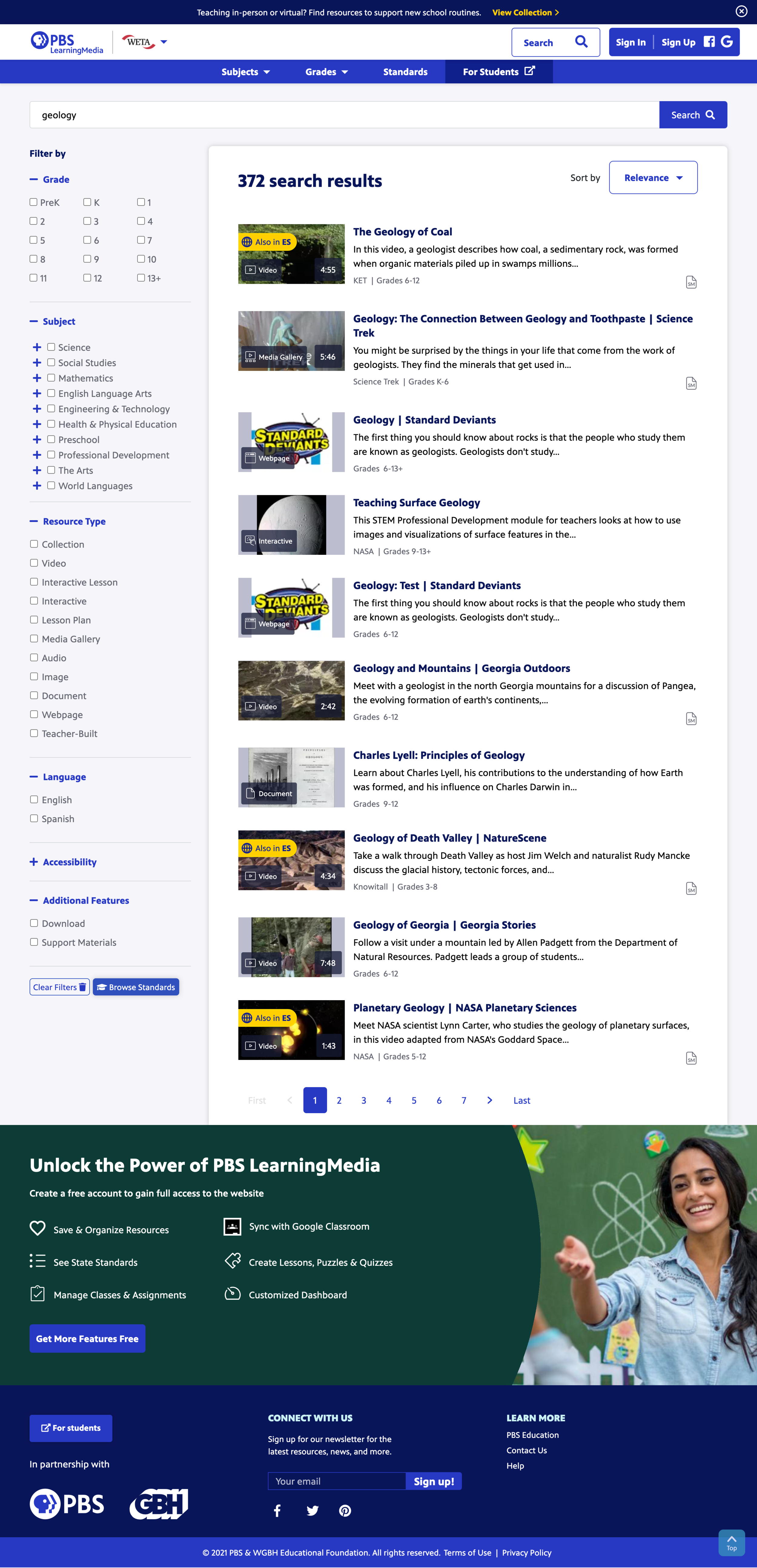 PBS LearningMedia Robust Search Page