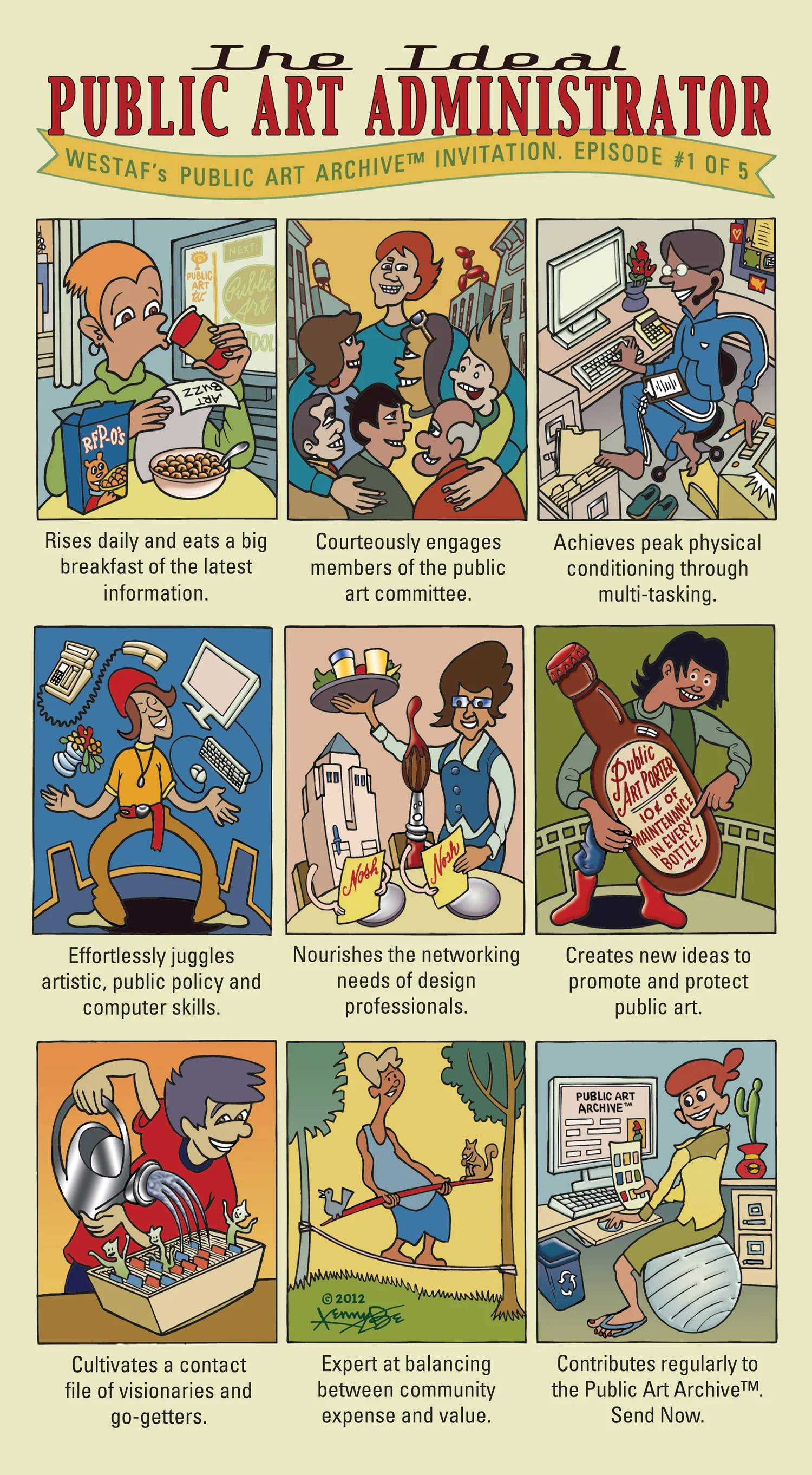 WESTAF Public Art Archive Invitation #1 of 5 – Ideal Public Art Administrator Instructional Chart Illustration