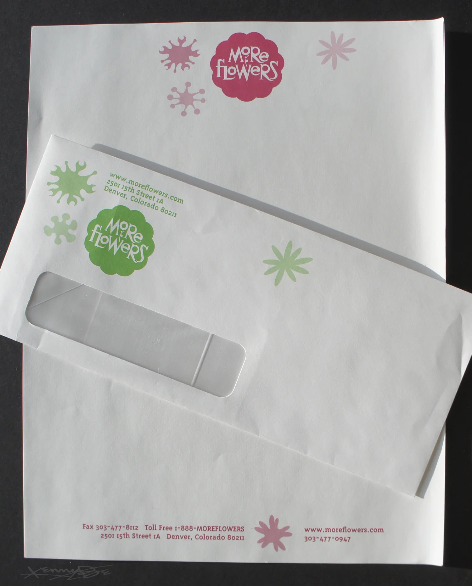 More Flowers Letterhead and Billing Envelope
