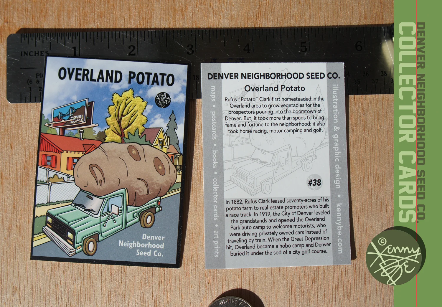 The Overland Potato story is told on the flip side of the Denver Neighborhood Seed Co. Collector Card #38.
