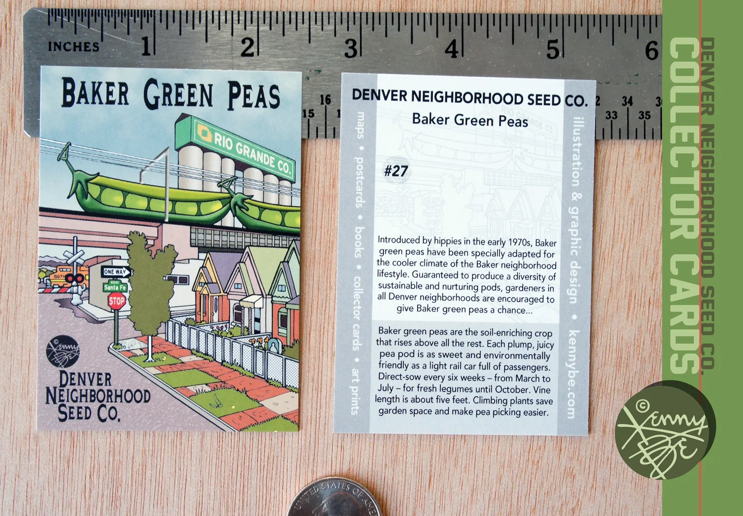 Baker Green Peas Collector Card #27, front and back.