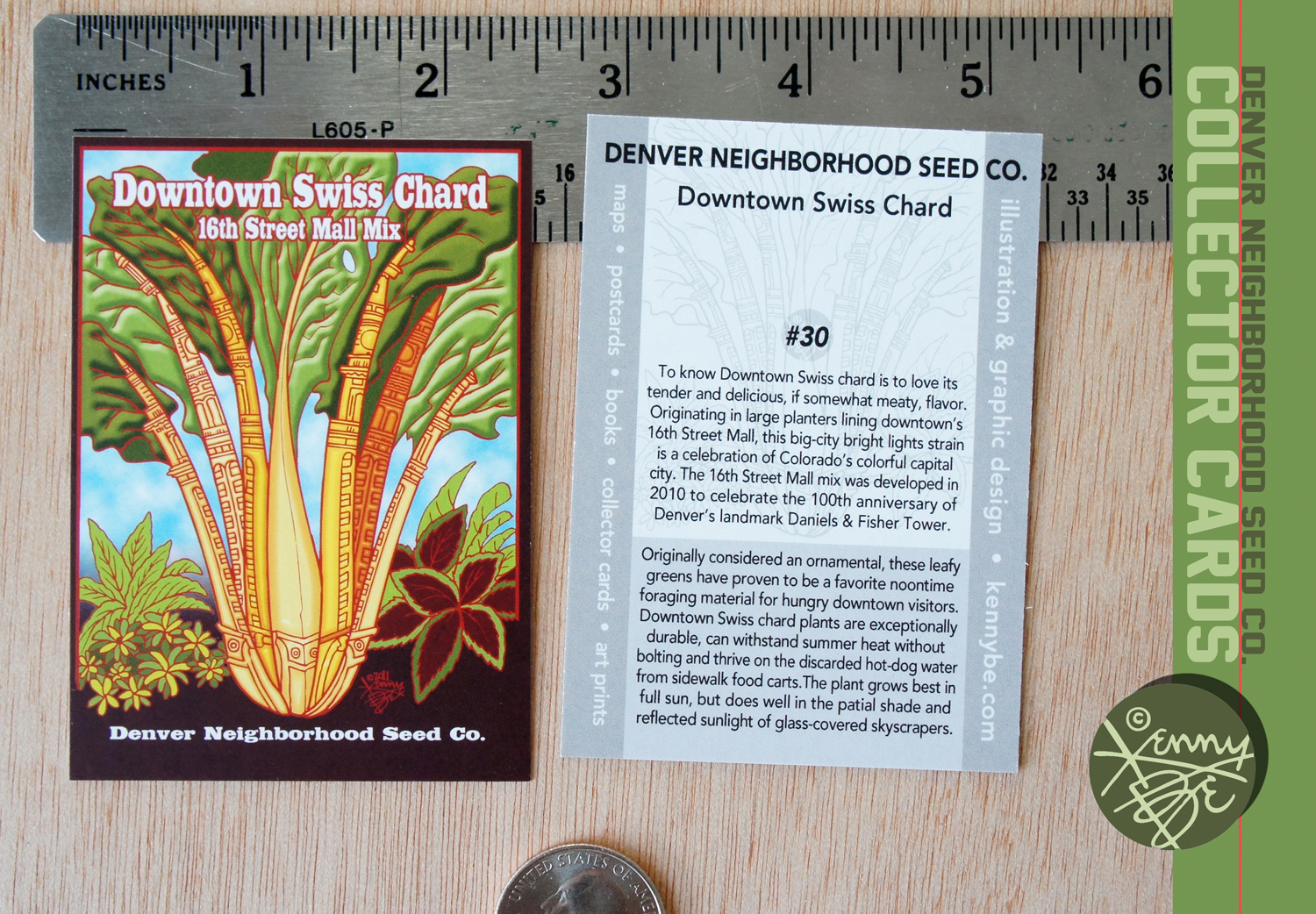 Downtown Swiss Chard 16th Street Mall Mix Collector Card #30, front and back.