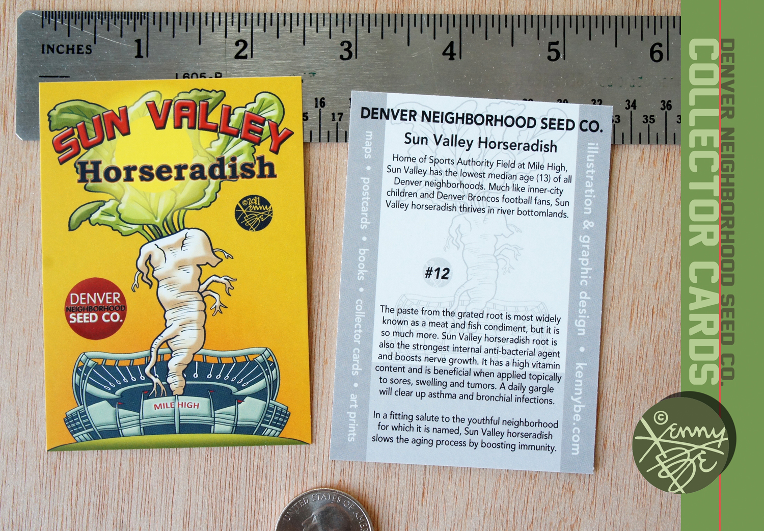 Sun Valley Horseradish Collector Card #12, front and back.