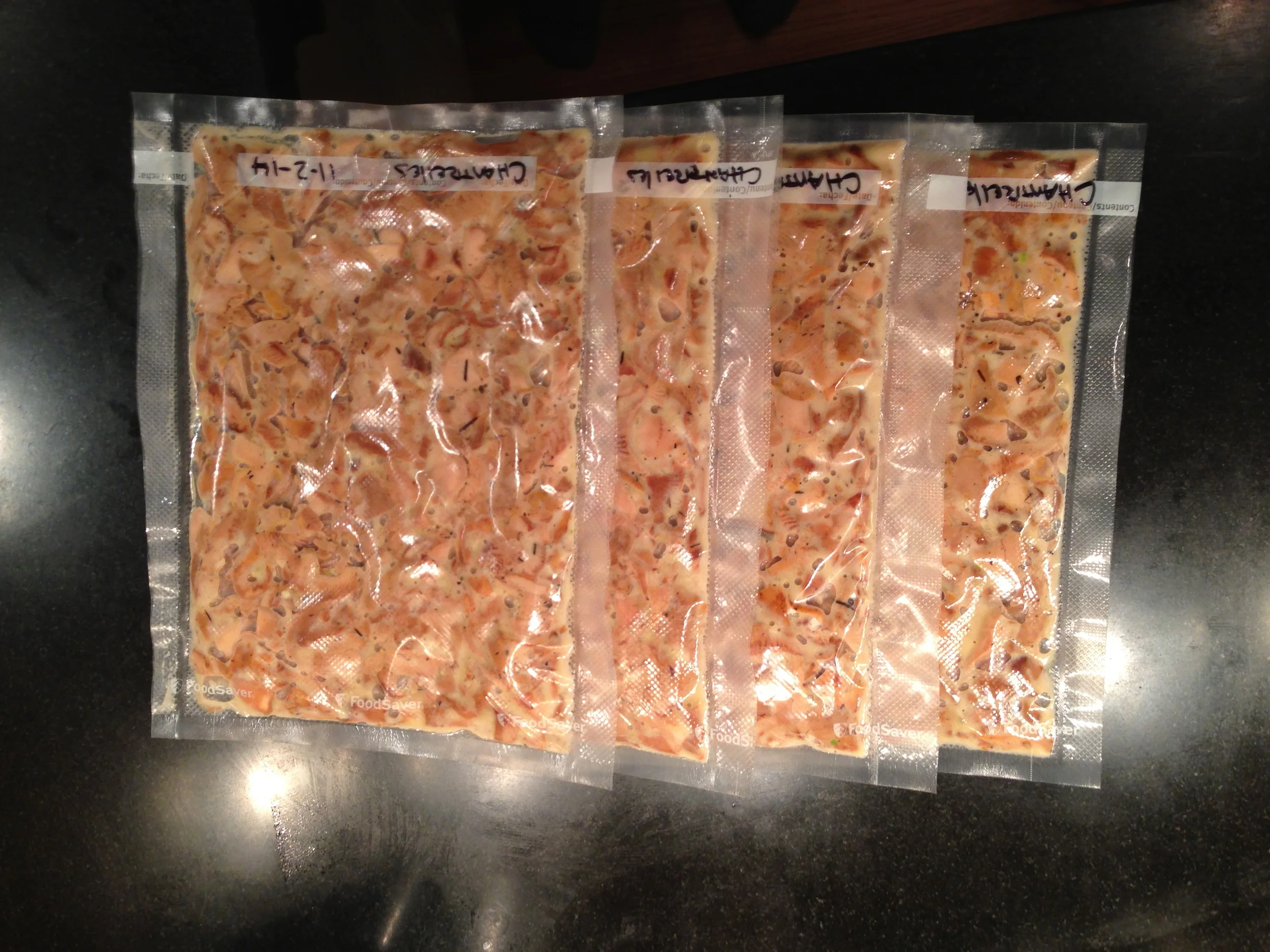Processed in to a nice sauce, and ready for Chantrelle Risotto all Winter.