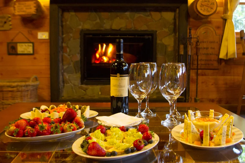 Appetizers laid out at Chucao Lodge on the Yelcho.