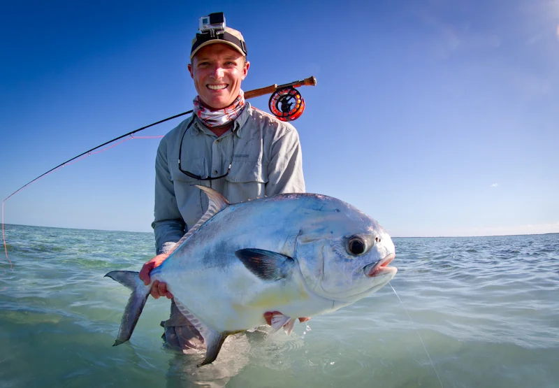 My new friend Matt with his nice Permit. Great fish. I could not find a fish that would eat. In all fairness, numbers were low due to cold water.