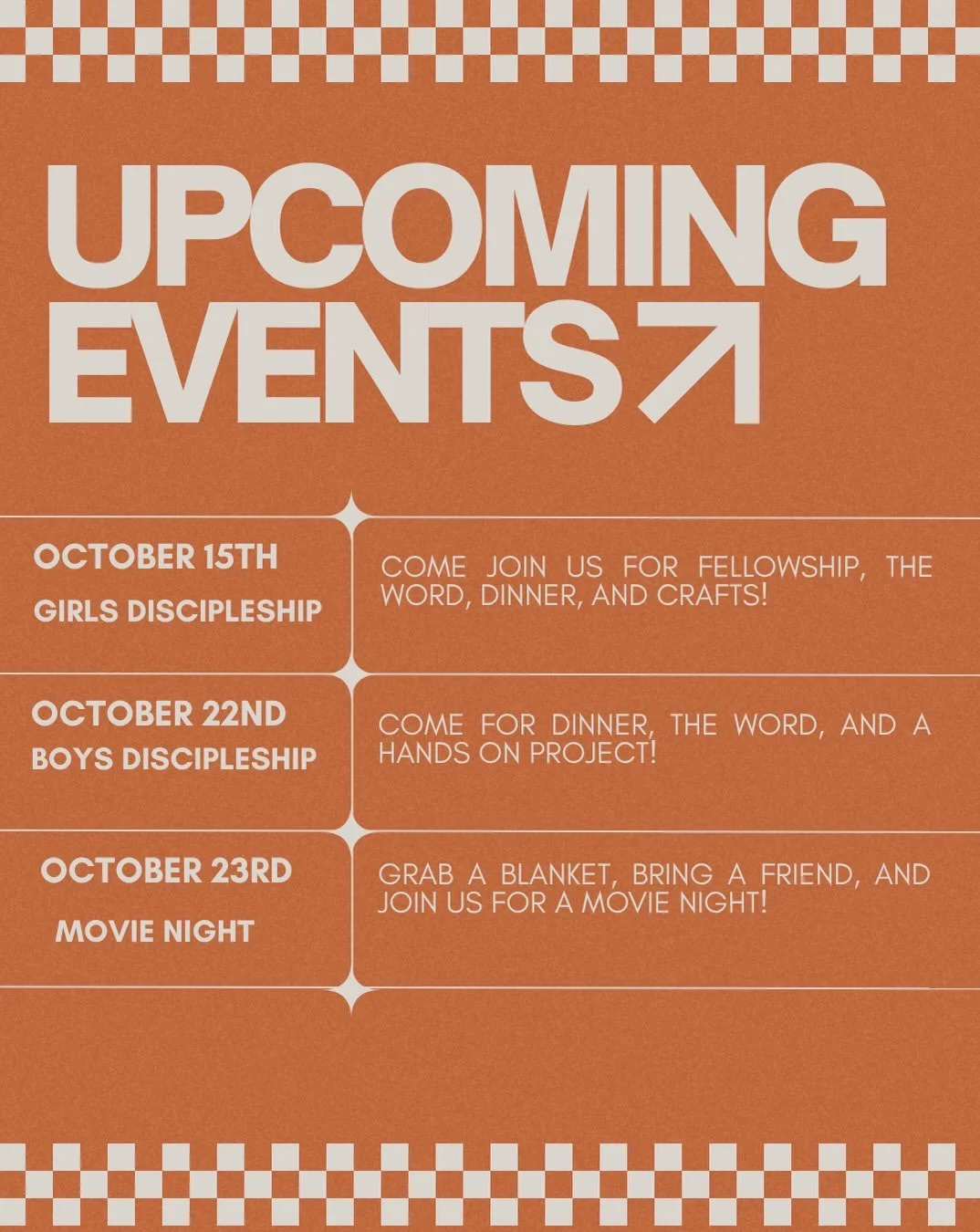 UPDATED OCTOBER AT ROOTS 🍂🍁
New month, lots happening! From growing together in God&rsquo;s Word to discipleship nights, Movie Night, and Harvest Festival&mdash;we&rsquo;re looking forward to an awesome October with our ROOTS family!
Swipe through 