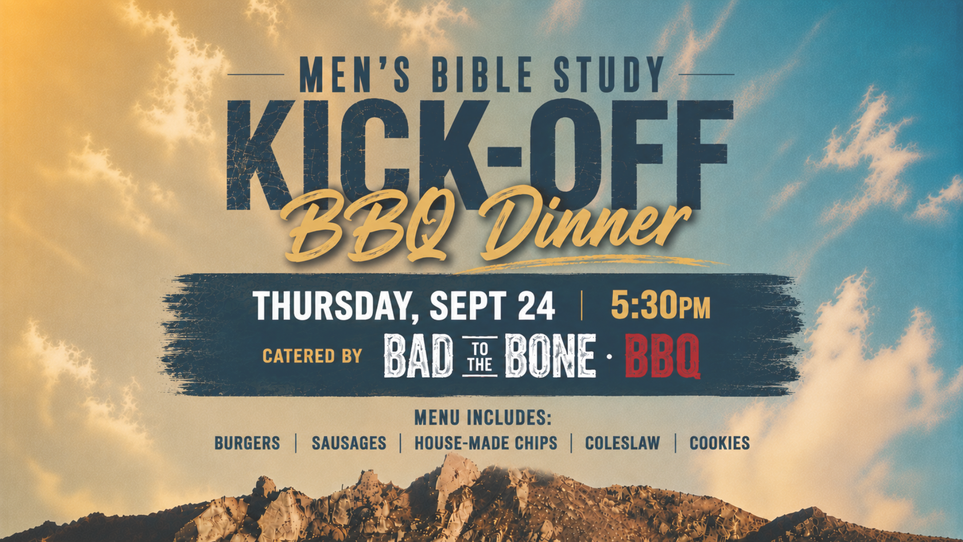 Men's Kick-Off BBQ Dinner for Bible Study