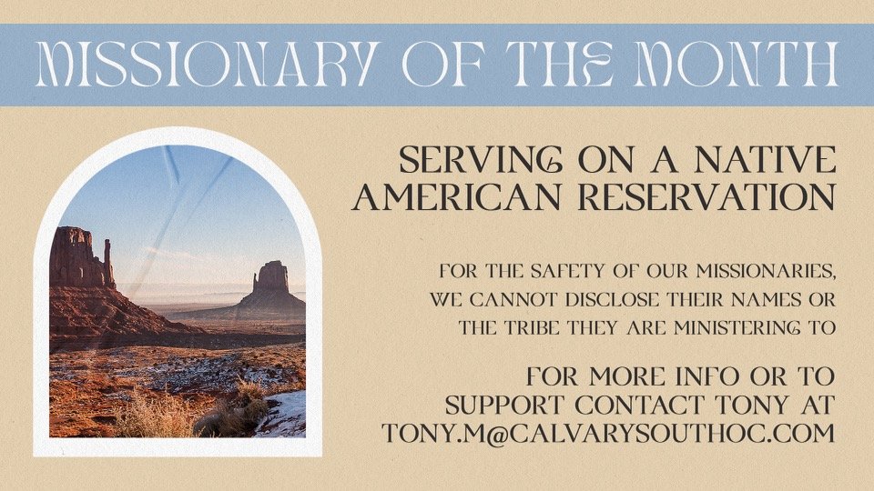 Missionary of the Month - October — Calvary South OC San Clemente Church
