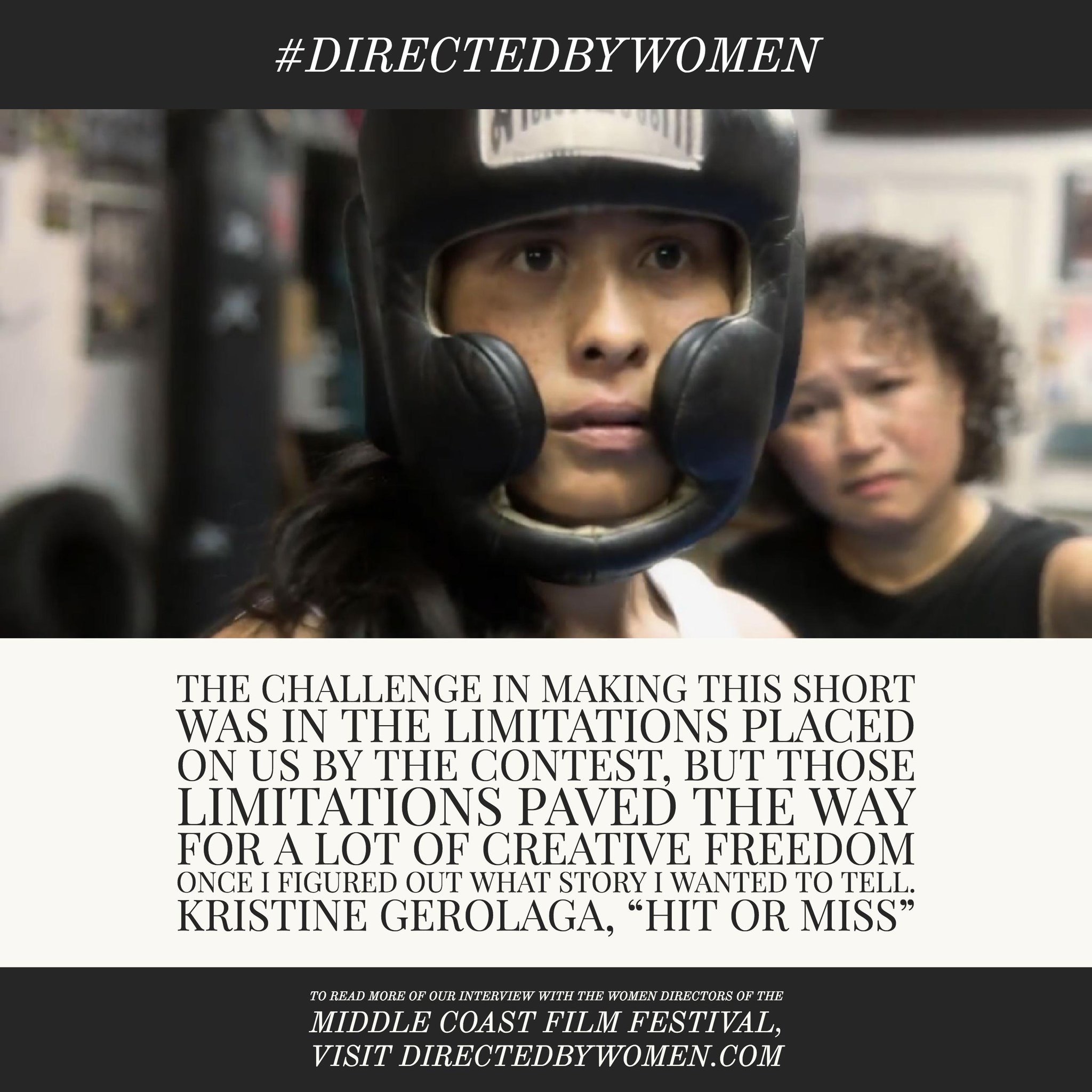 I get to talk about what I loved about making HIT OR MISS in this great article featuring 12 women whose work is showing at the 2017 Middle Coast Film Festival. Check it out on DirectedByWomen.com !