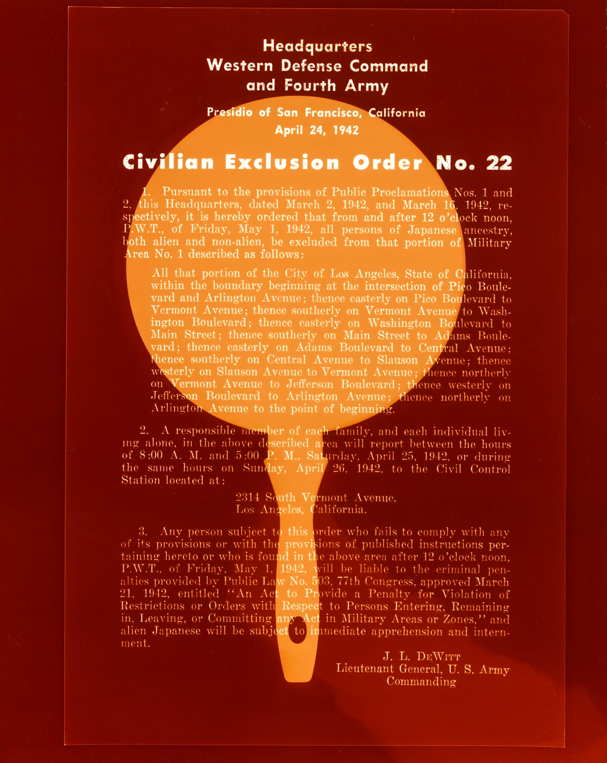 Civilian Exclusion Order No.22 : Small Frying Pan