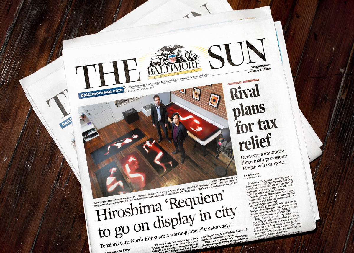 Physical newspaper was published on 01/17/2018 http://www.baltimoresun.com/news/maryland/bs-md-hiroshima-exhibit-20180109-story.html