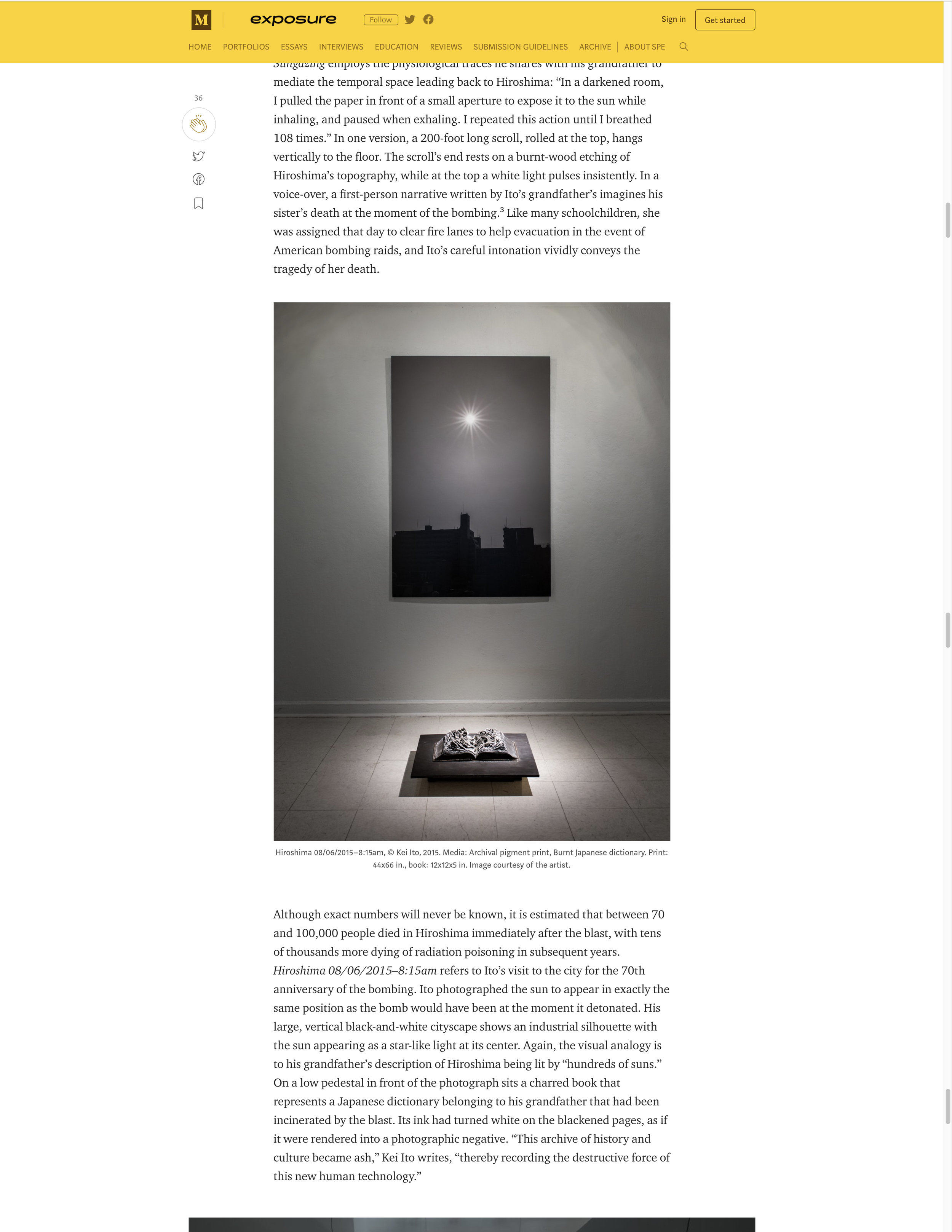 Article published on 09/12/2018 https://medium.com/exposure-magazine/art-of-atomic-legacy-the-work-of-kei-ito-b311735912e6