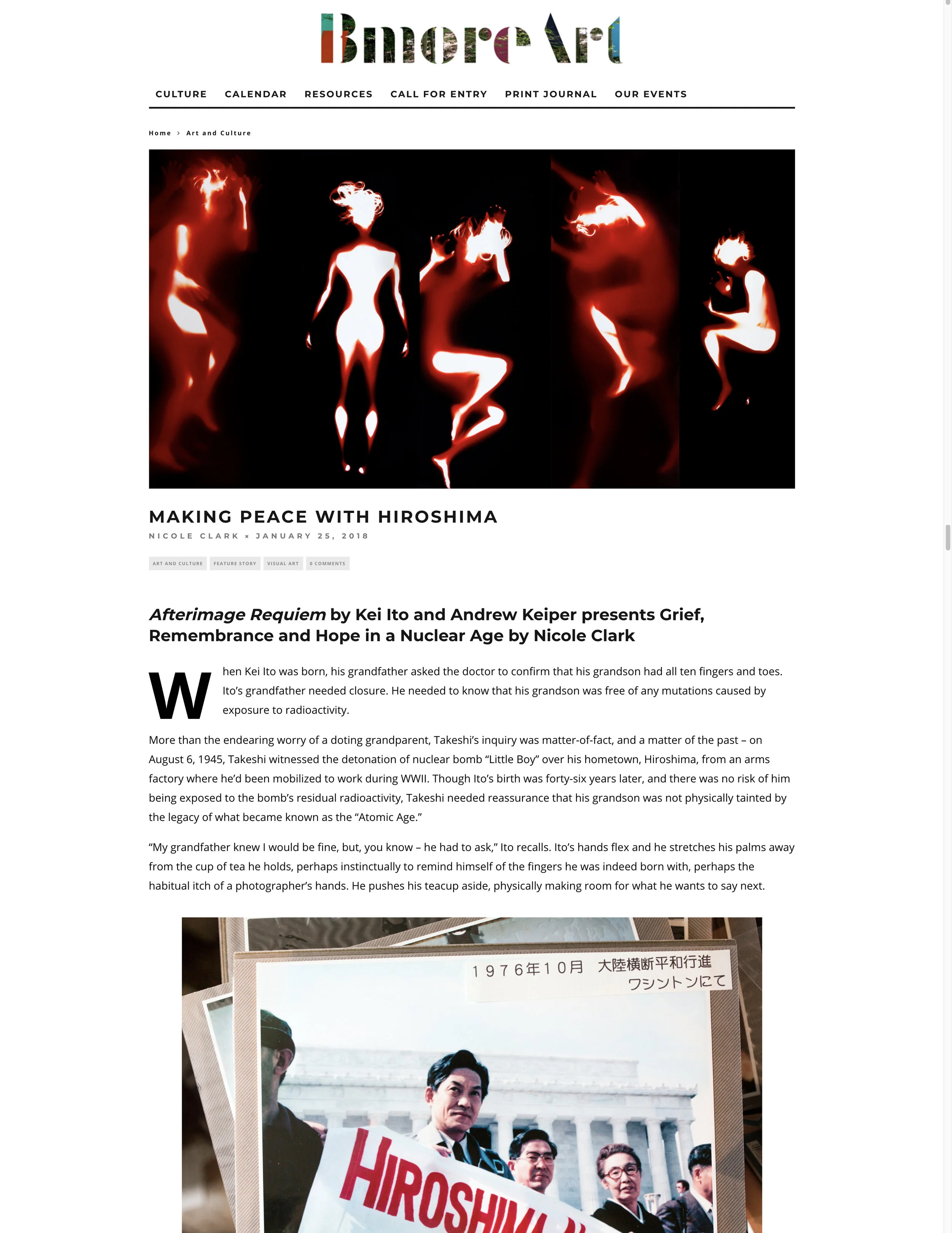 Article was published on 01/21/2018 http://www.bmoreart.com/2018/01/making-peace-with-hiroshima.html