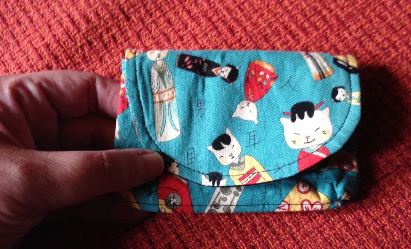 cats in kimonos credit card sized one-pocket coin purse