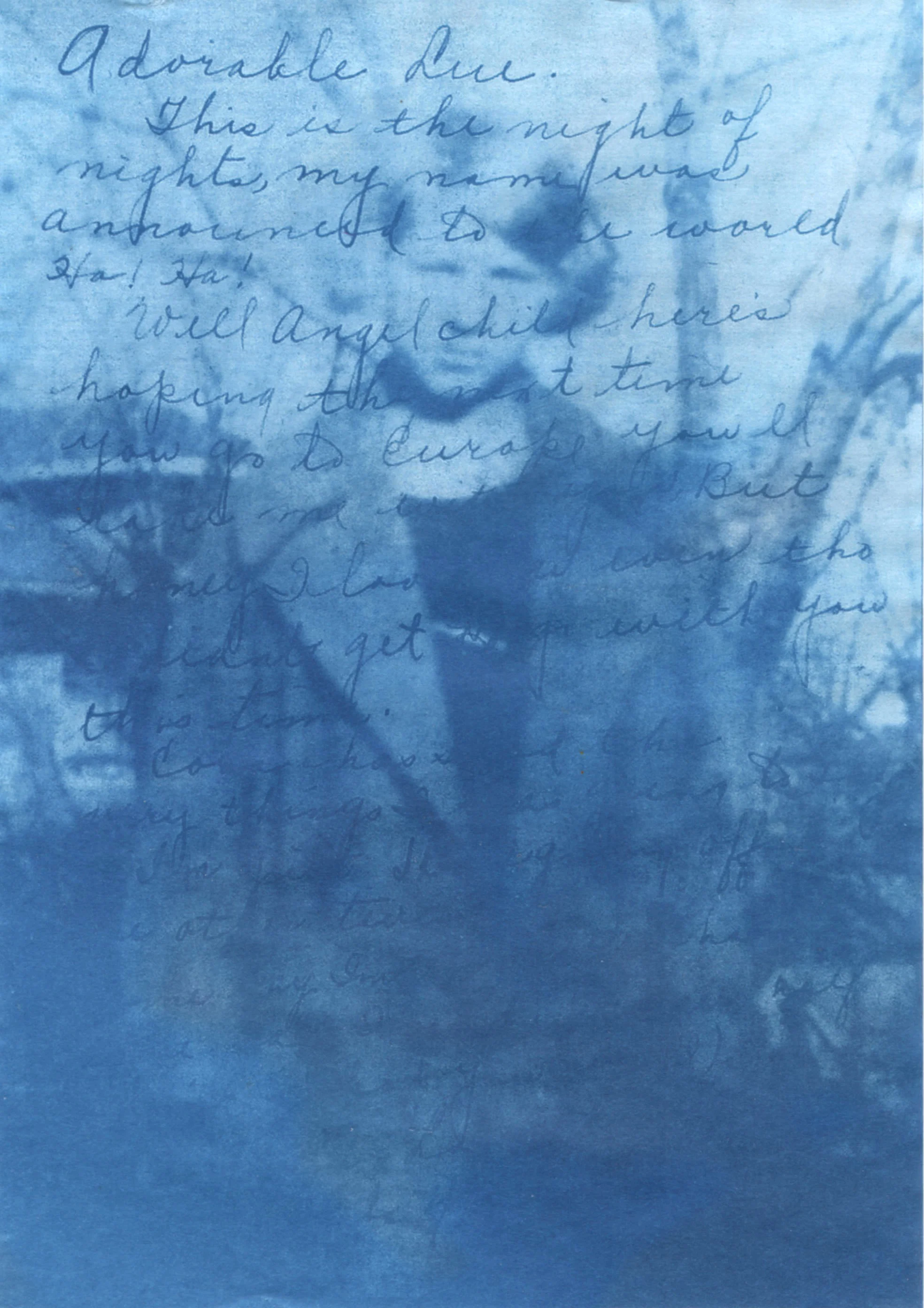 Scrapbook #3, 2018, Cyanotype, 7” x 5”