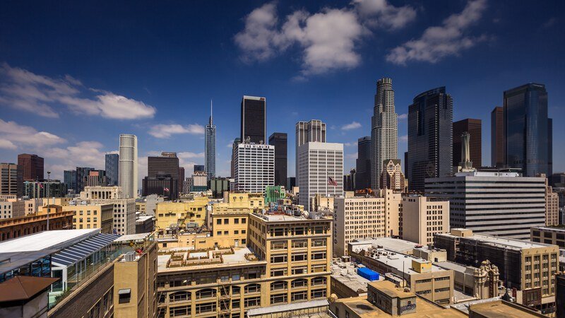 Wallpaper ID 246647  a long exposure shot of cars in a street of los  angeles with a modern silver building at the back downtown los angeles at  night 4k wallpaper free download