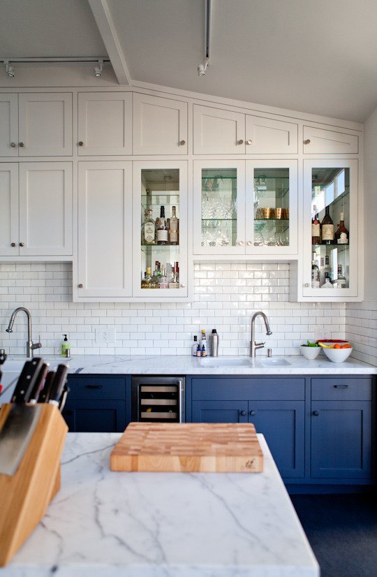 Painted Cabinets And Brass Hardware, Navy Kitchen Cabinets With Black Hardware