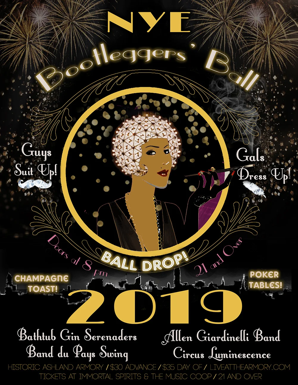 2019 New Year's Eve Bootleggers Ball - with Ball Drop