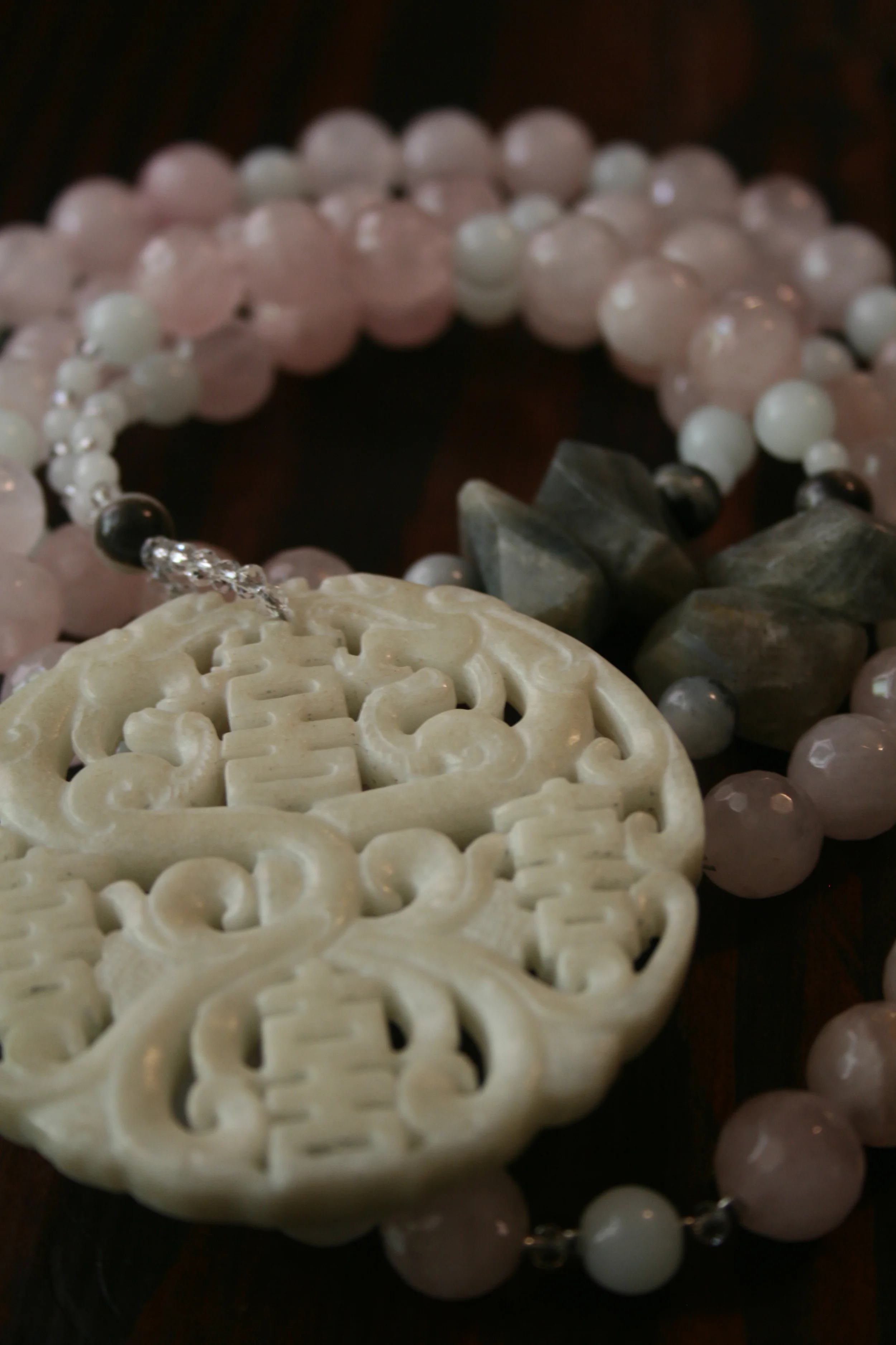  Rose Quartz with Labradorite $248 &nbsp;26"         