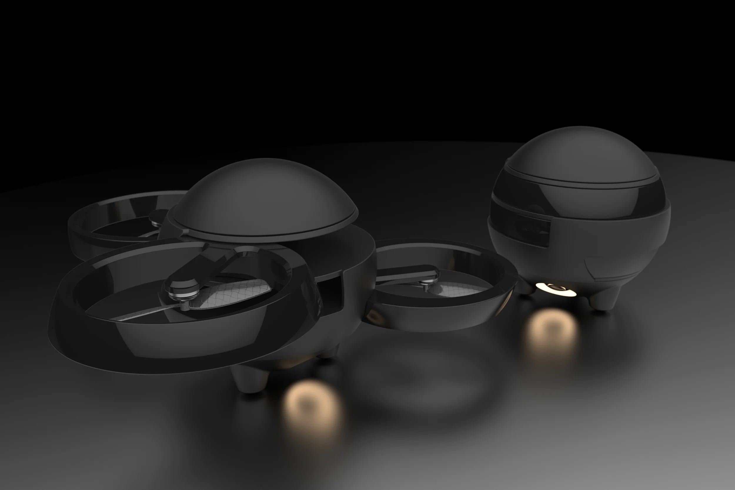 Jupiter TD-01 | Throw Drones shown with rotors extended and retracted.