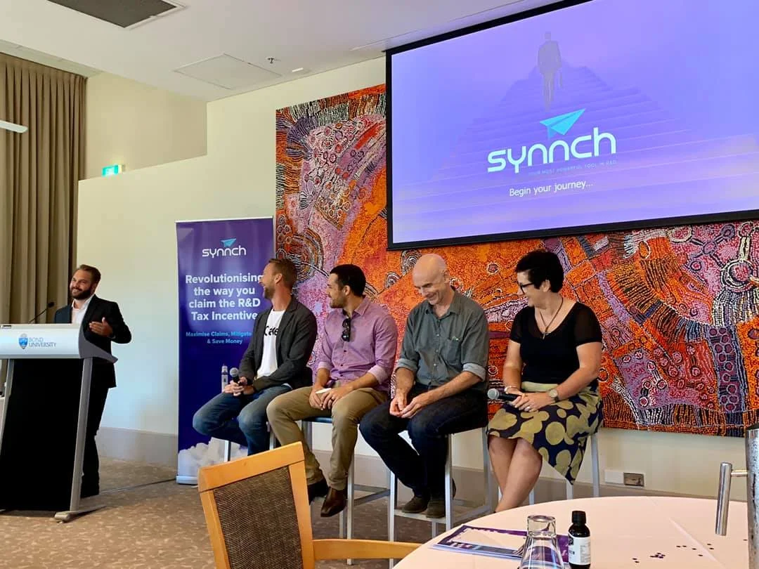 Far left: Founder of Synnch Andrew Antonopoulos at their launch event at Robina