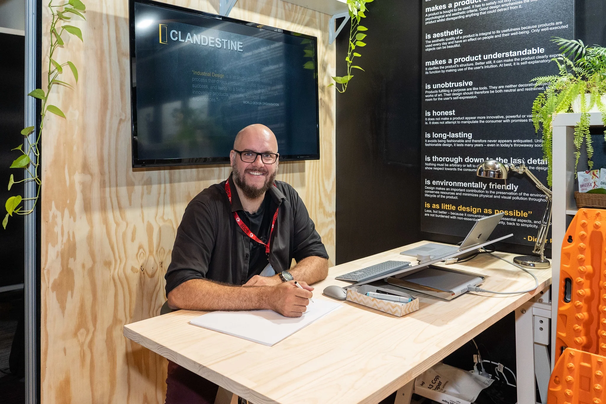 CDG’s Design Director Neil Davidson manning our booth at QODE