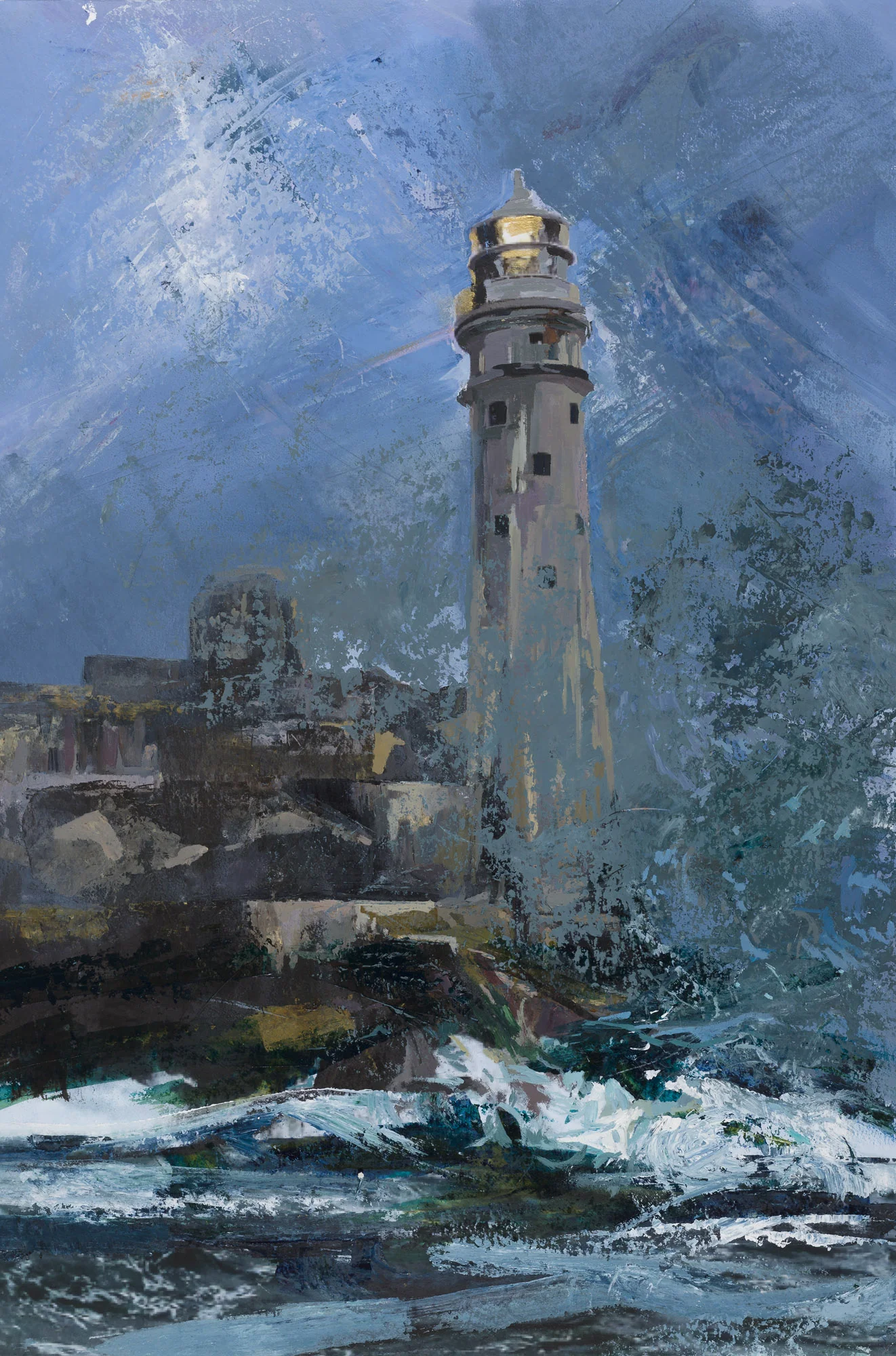 The Last Lantern Light, Fastnet Rock, 2018 Acrylic on paper, 85cm x 67cm Framed SOLD