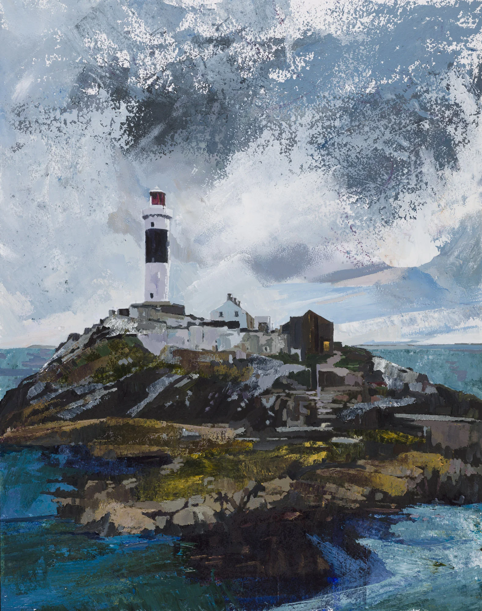 Rockabill Lighthouse, Skerries, Co Dublin . Acrylic on paper, 55cm x54cm Framed size.