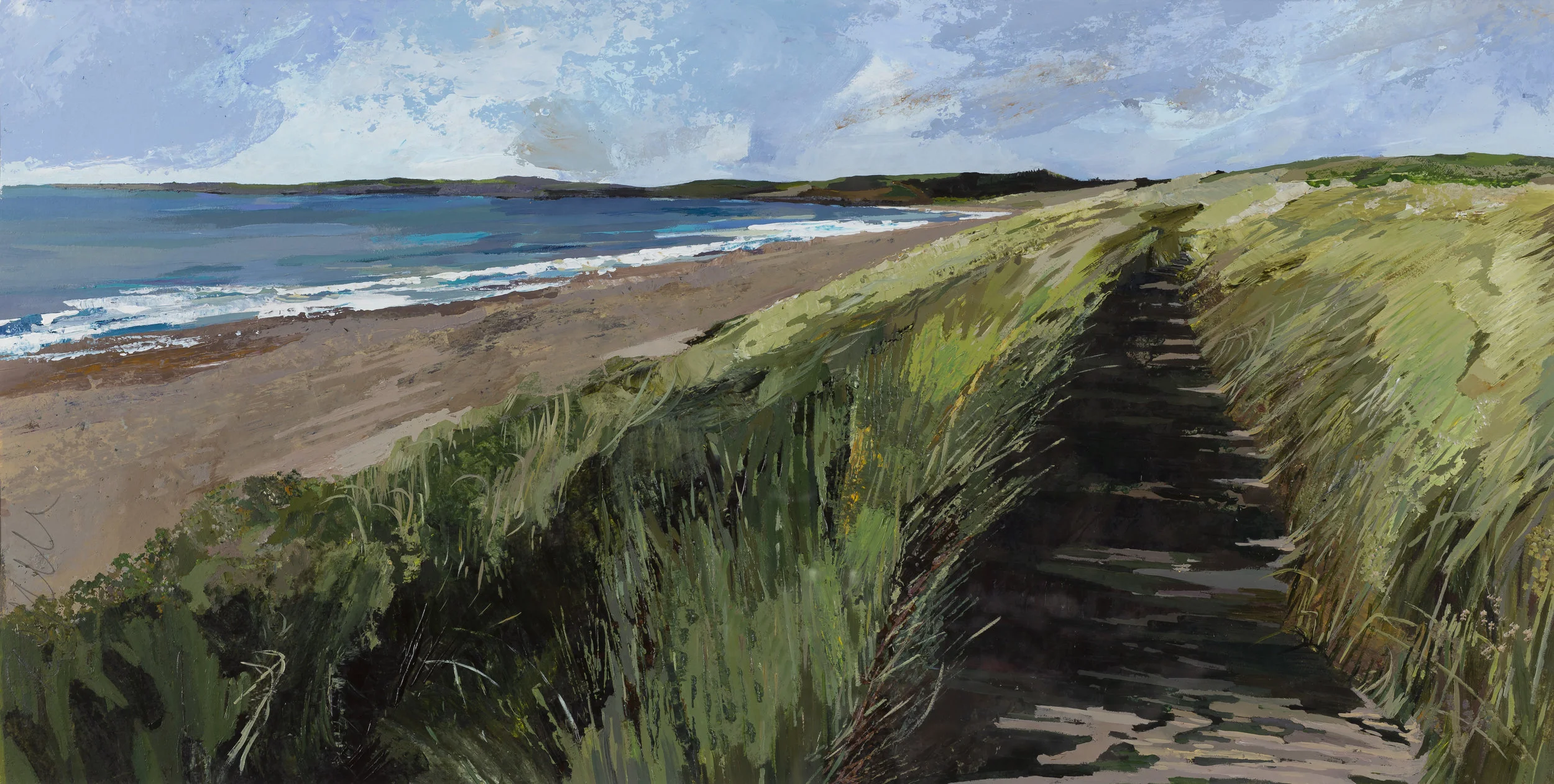 The Long Walk Home, Long Strand - Acrylic on Paper - Framed size 66x102cm (1).jpg